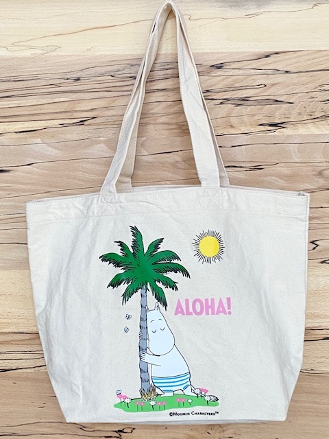 Moomin Shop Hawaii 正規品 ムーミンショップハワイ限定 ムーミン トートバッグ エコバック ピンクアロハ 大 ピンク アロハ Aloha ハワイ Hawaii 陶器 ハワイ買い付け 海外雑貨 プレゼント ギフト 贈り物 キャラクター イラスト コレクション Puahawaii