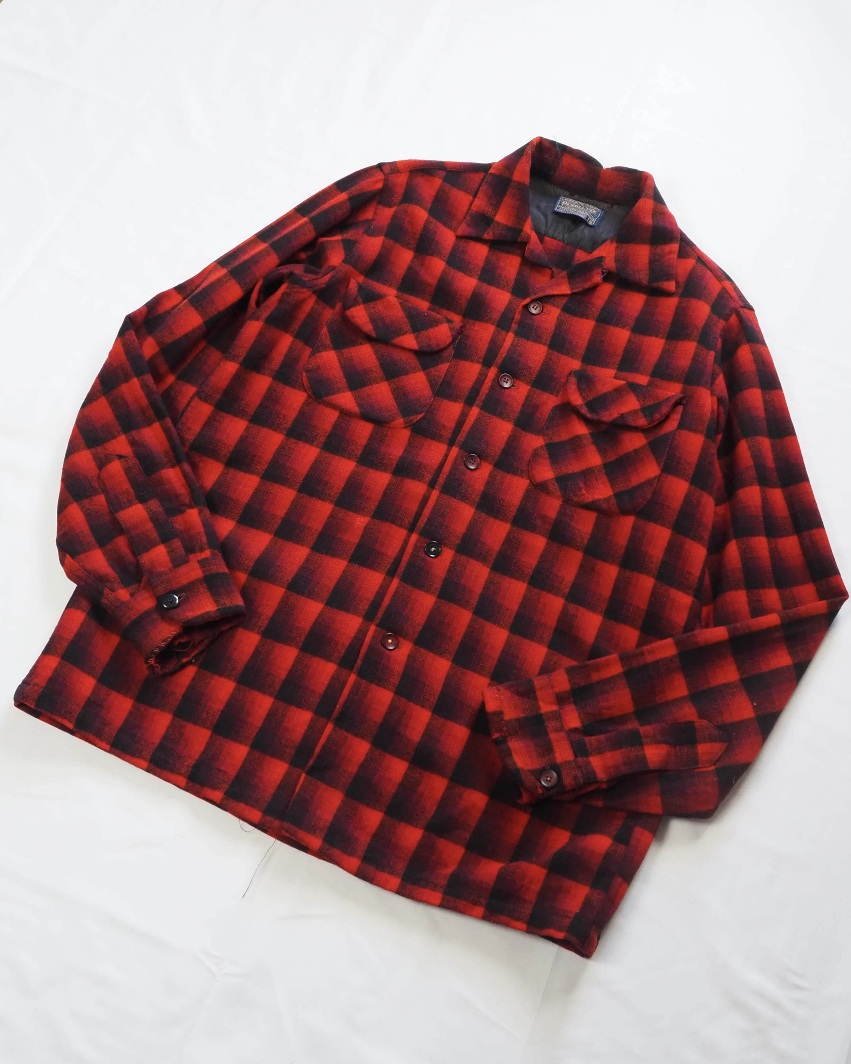 【VCM入荷】50’s Pendleton ウールシャツ オンブレチェック レッド×ブラック の画像 5