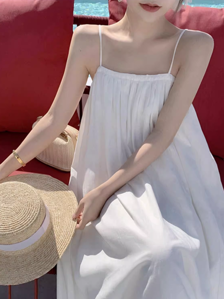 夏のビーチ サスペンダードレス レディース ワンピース フレアスカート レーススカート 膝下 ロング 袖なし ノースリーブ オフショルダー 肌見せ ワイド フレア スリム Aライン 背中開き 裾ワイド