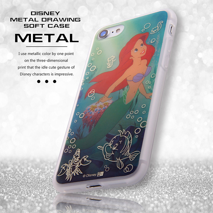 Iphone8 Iphone7 ディズニー プリンセス Tpu メタルドローイング ケース Stars