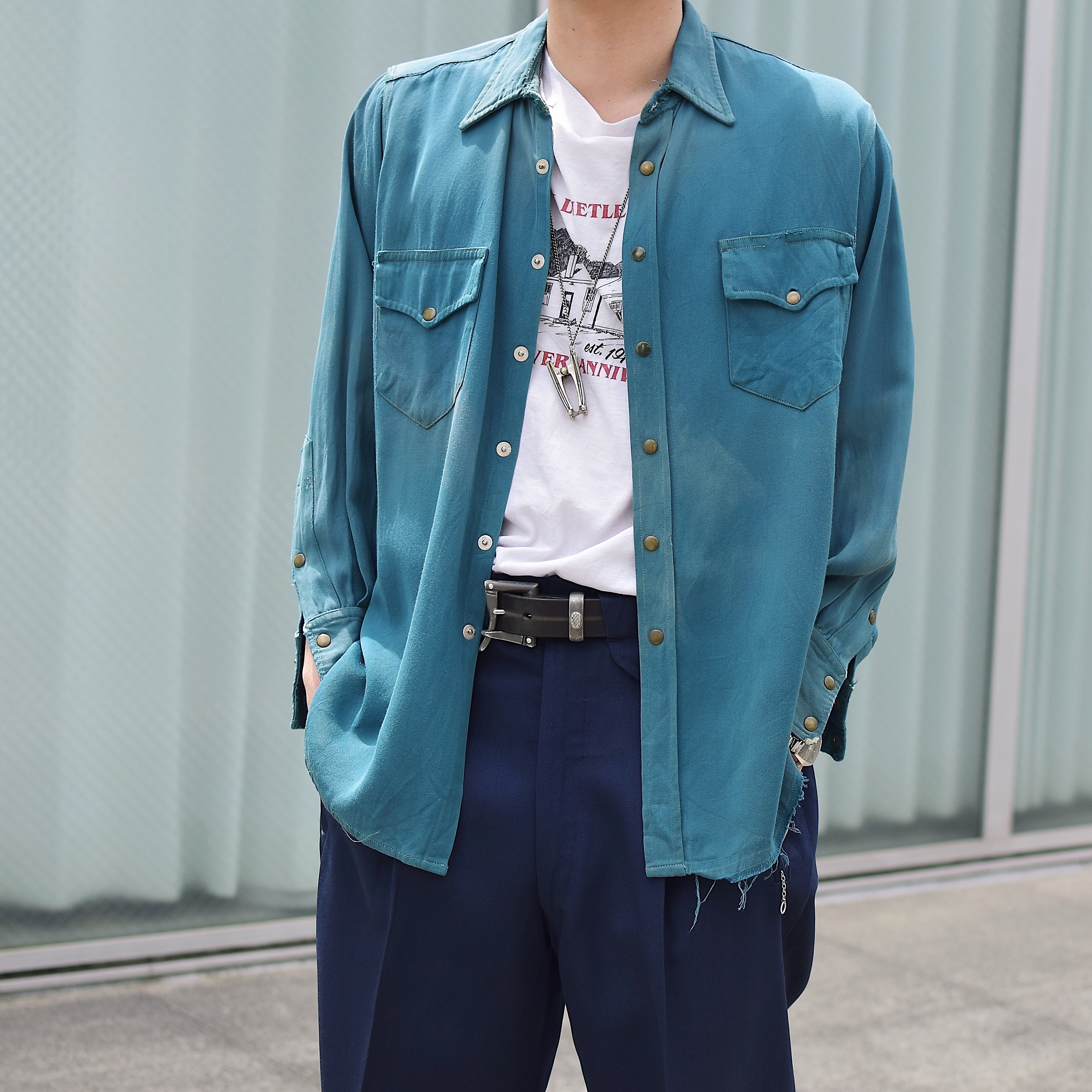 Vintage 40's【JACK FROST】Grunge Rayon Gabardine Shirt の画像 3