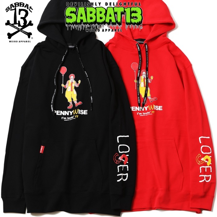 Sabbat13 サバトサーティーン サバト13 Pennywise Hoodie プルオーバーパーカー 黒 ブラック ペニーワイズ スカル 袖プリント ホラー映画 ドクロ メンズ レディース ロゴ ロック パンク バンド Rock Punk フェス ギフトラッピング無料 ステージ衣装 Rogia Rogia Sabbat13 サバトサーティーン サバト13 Pennywise Hoodie プルオーバーパーカー 黒 ブラック ペニーワイズ スカル 袖プリント ホラー映画 ドクロ メンズ レディース ロゴ ロック パンク バンド Rock Punk フェス ギフトラッピング無料 ステージ衣装 Rogia Rogia