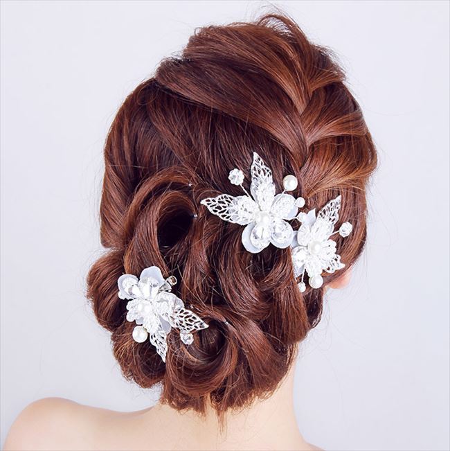 ヘッドドレス 髪飾り 花 フラワー ホワイト パール バレッタ ヘア