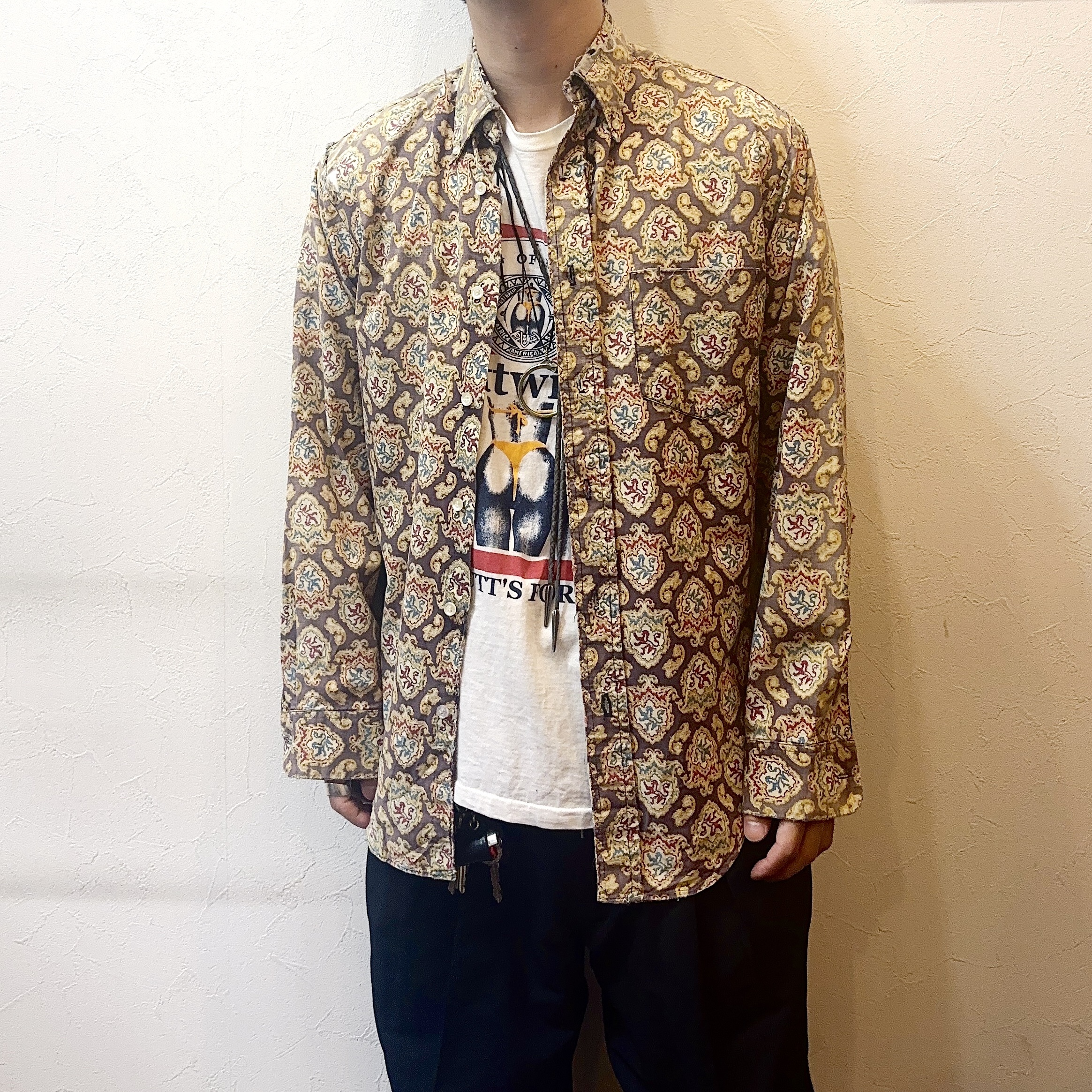 Vintage 60～70's Grunge Patterned Shirt の画像 3