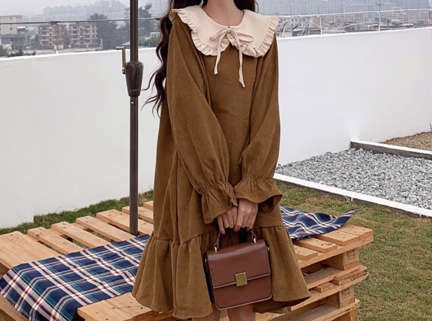シンプル ワンピース かわいい フリル ゆめかわ ラブリー 韓国ファッション 373 Sweetly