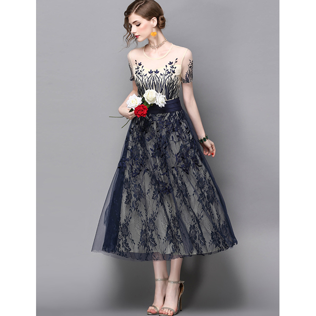 即納 レトロ ヴィンテージ風 袖ありワンピース結婚式 パーティドレス 結婚式 二次会 代 30代 40代 お呼ばれ フォーマル ドレス ワンピース T004 Aqin07 胡蝶の夢 レトロ店