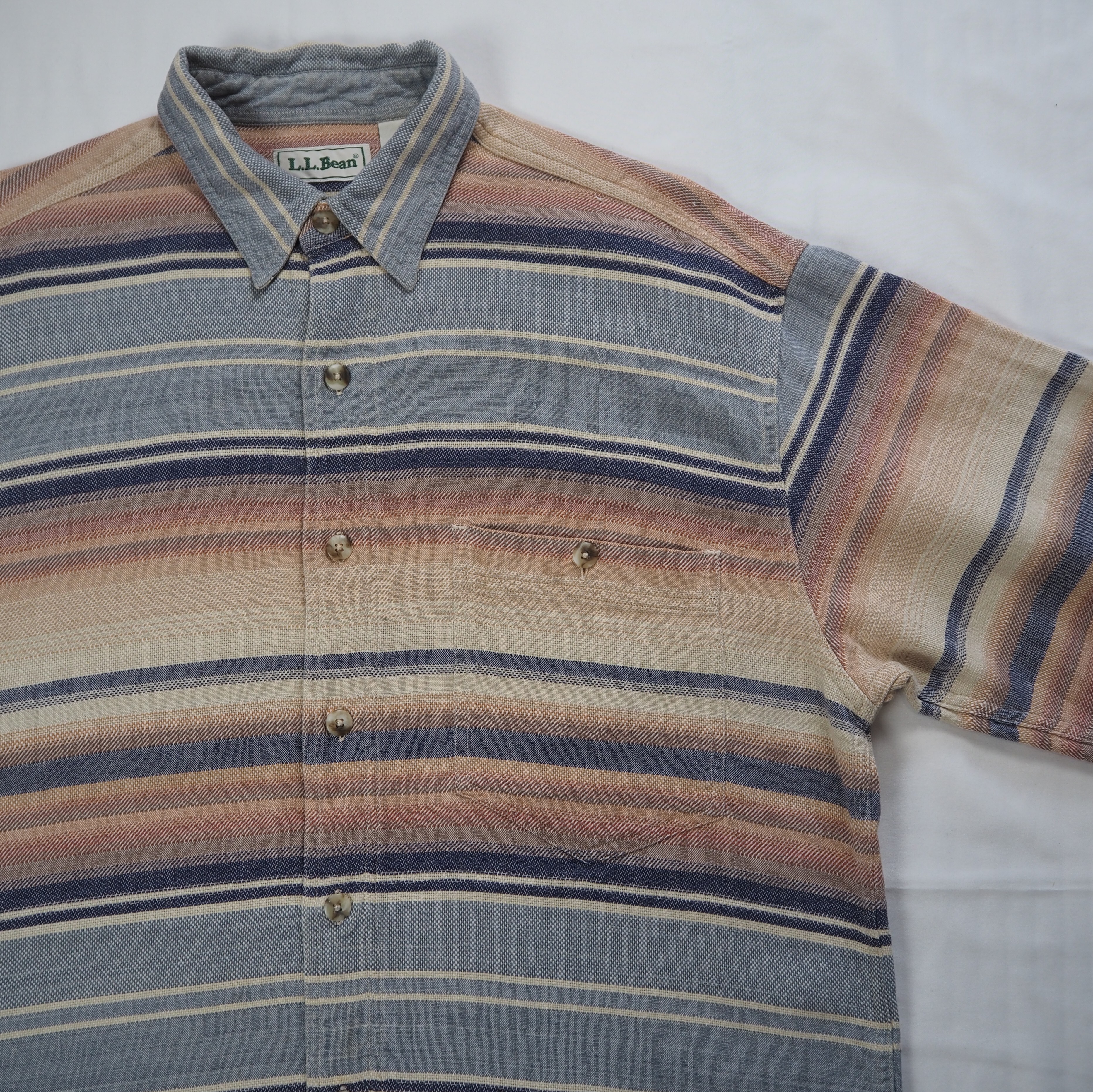 90's L.L. Bean ネルシャツ Mサイズ ボーダー の画像 5
