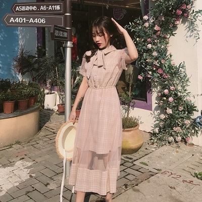 送料無料 即納あり グレンチェック シースルーワンピース シャツ チュール ロングワンピース 半袖 レディース ガーリー かわいい デート レース 透け感 春 夏 秋 プチプラレディースファッション通販 Yboueki