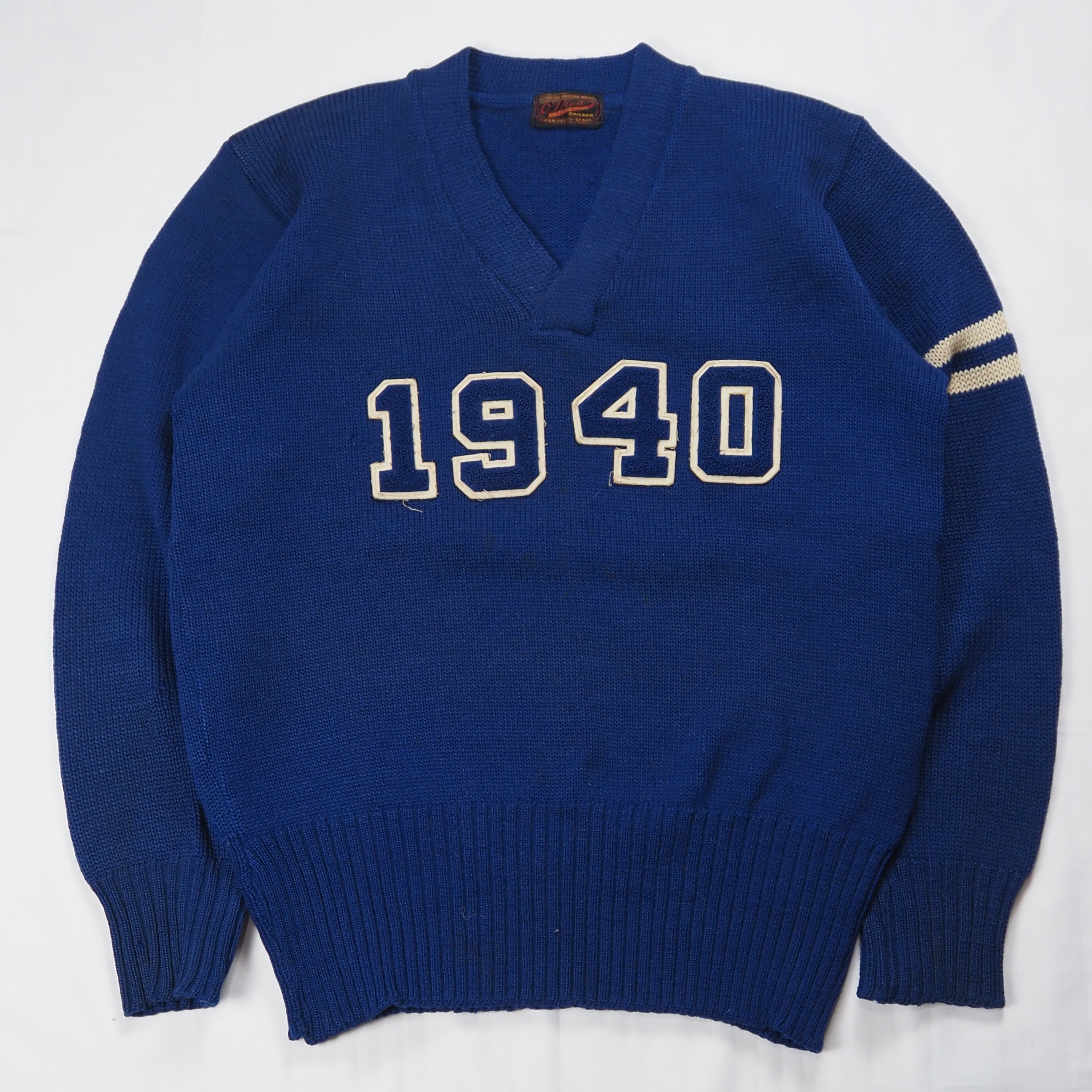【9/23 20:00入荷】40's ウールニット ブルー×ホワイト