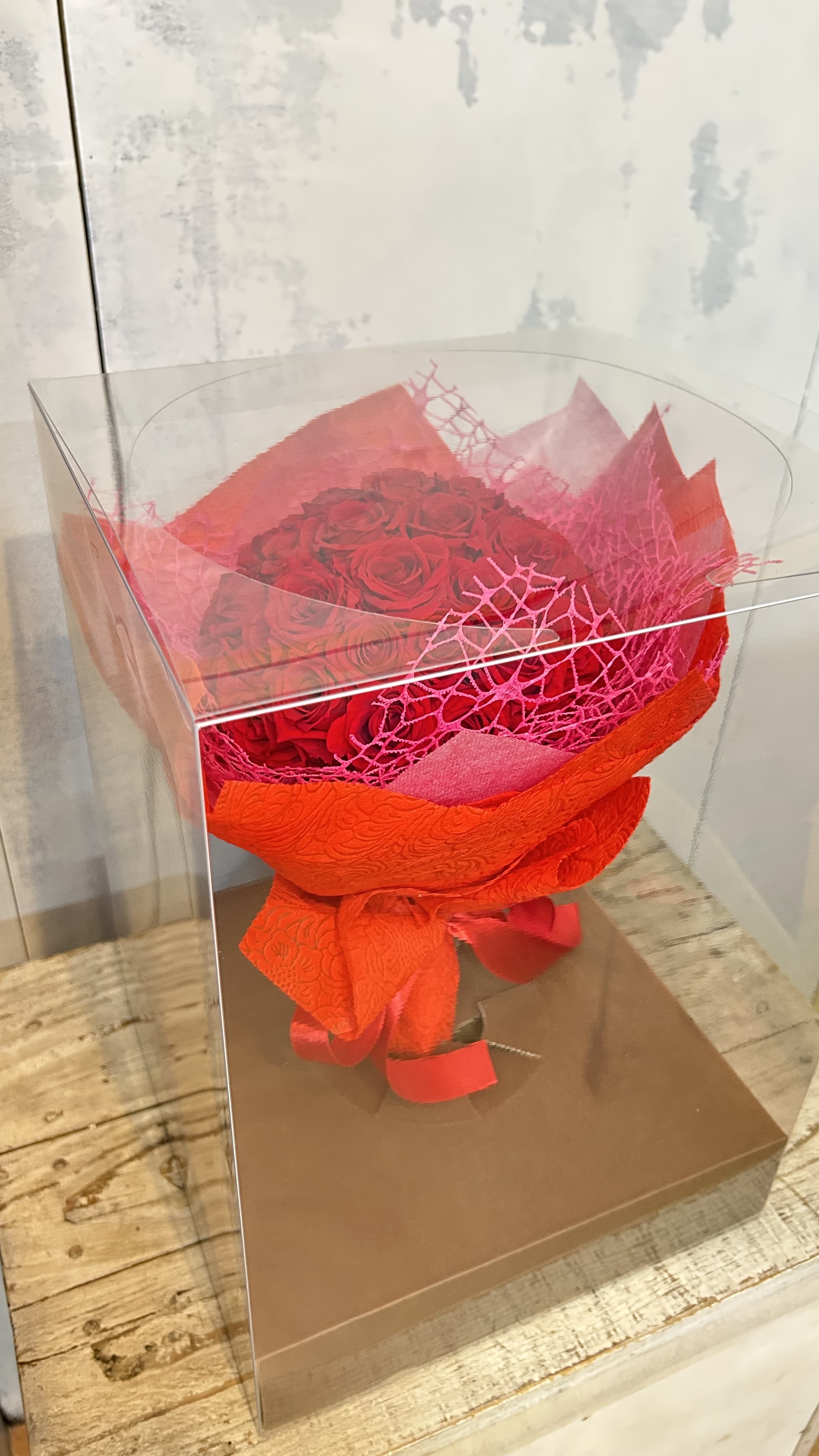 プロポーズの赤いばら40本・花束（プリザーブドフラワー長期保存）（宅配便可）