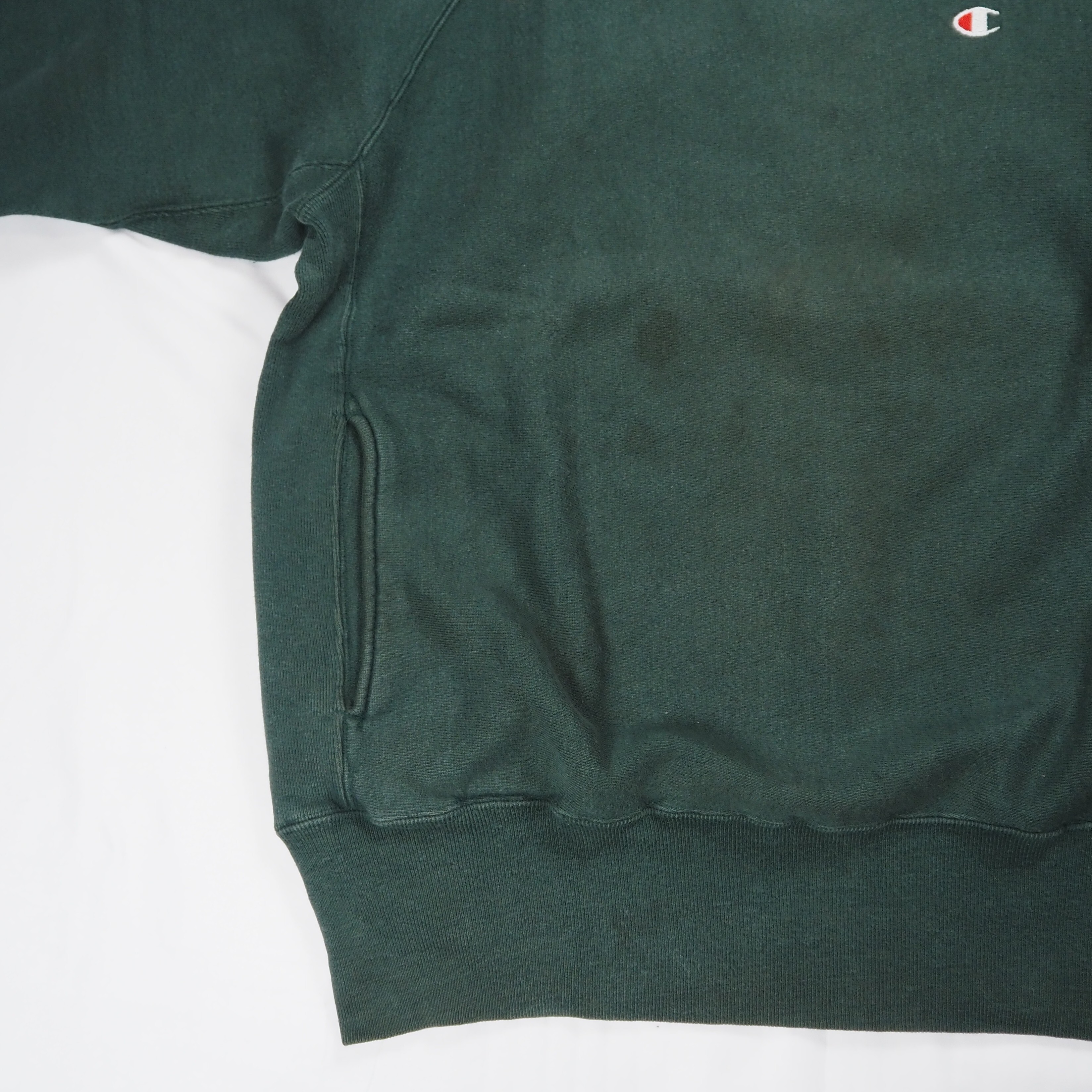 【9/23 20:00入荷】90's Champion リバースウィーブ モックネック XL グリーン の画像 5