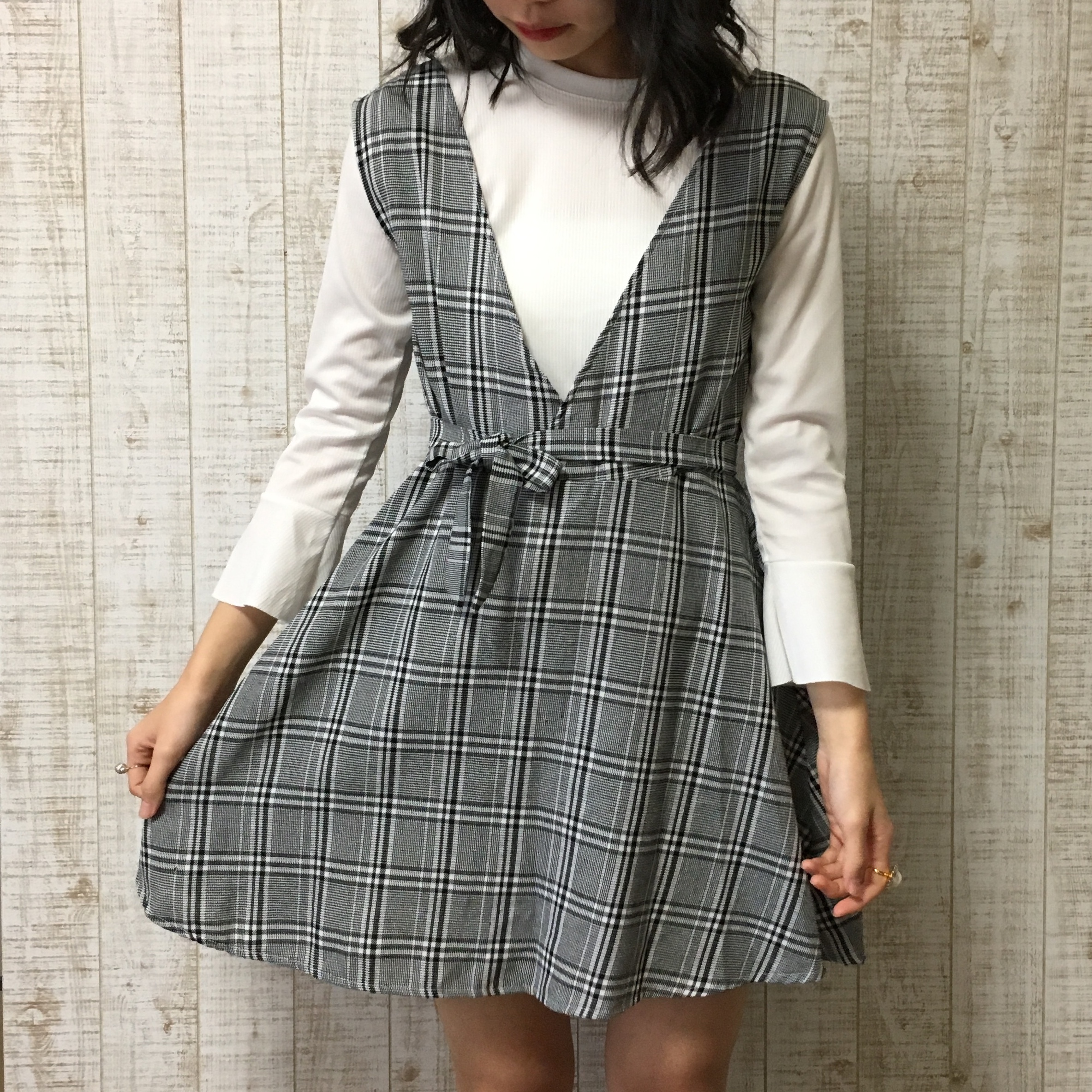 清楚なグレンチェックワンピース Cheonsa