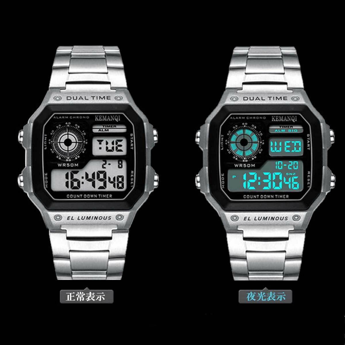 メンズウォッチ メンズ 時計 デュアルタイムデジタルウォッチ 腕時計 ブレスレット カジュアル腕時計 メンズ腕時計 シンプル ビジネス腕時計 デジタル Watch ビジネス ウォッチ 腕時計 シンプル カジュアル 仕事 40代 50代 60代 ラッピング対応あり Or Silver Edge Overrag
