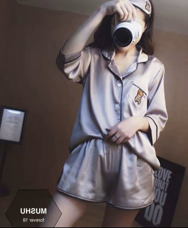 レディースファッション パジャマ セットアップ 可愛い クマさんワッペン おしゃれ 部屋着 オルチャン ルームウェア More Lluze モア ルーゼ