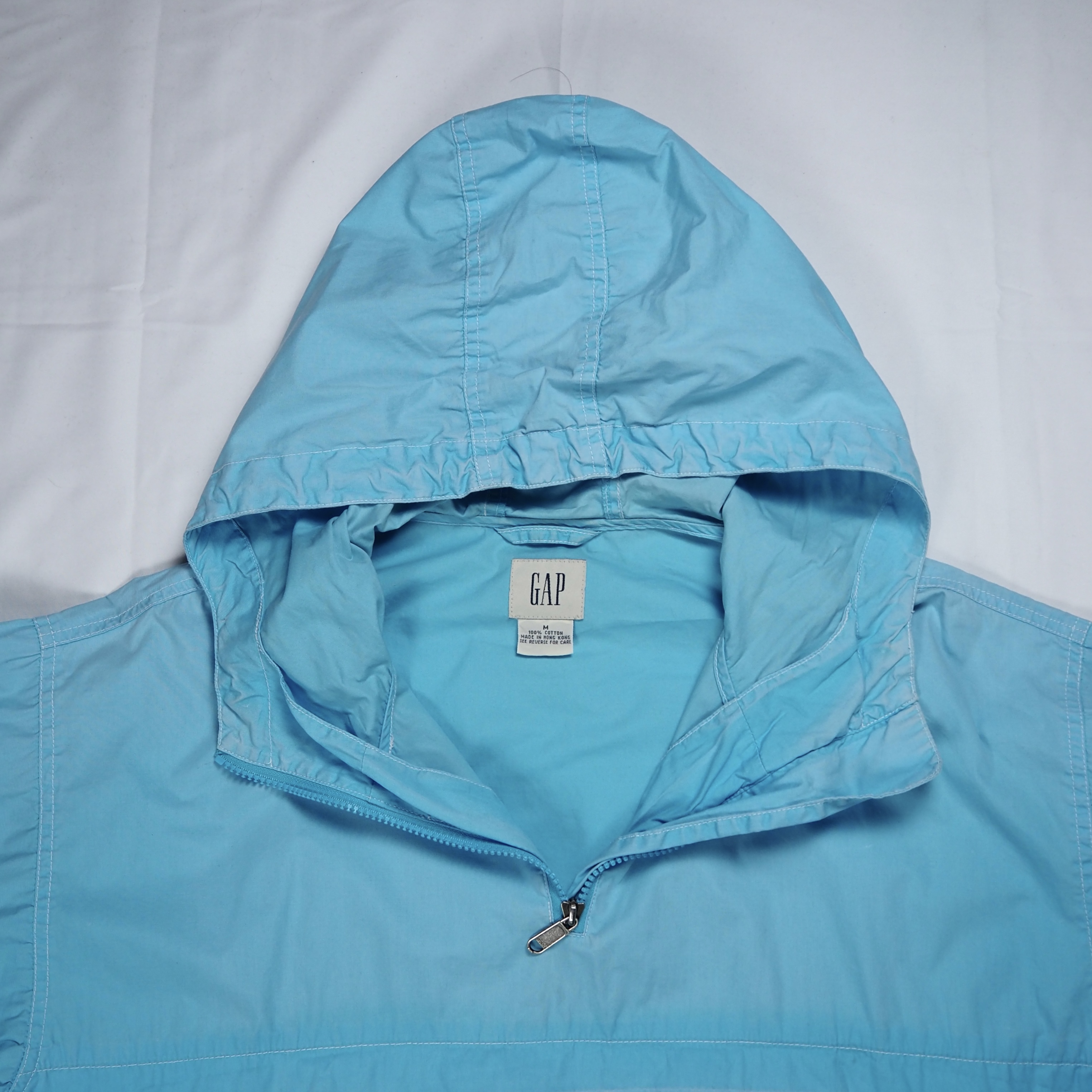 00’s OLD GAP コットンアノラックジャケット 水色 Mサイズ の画像 3