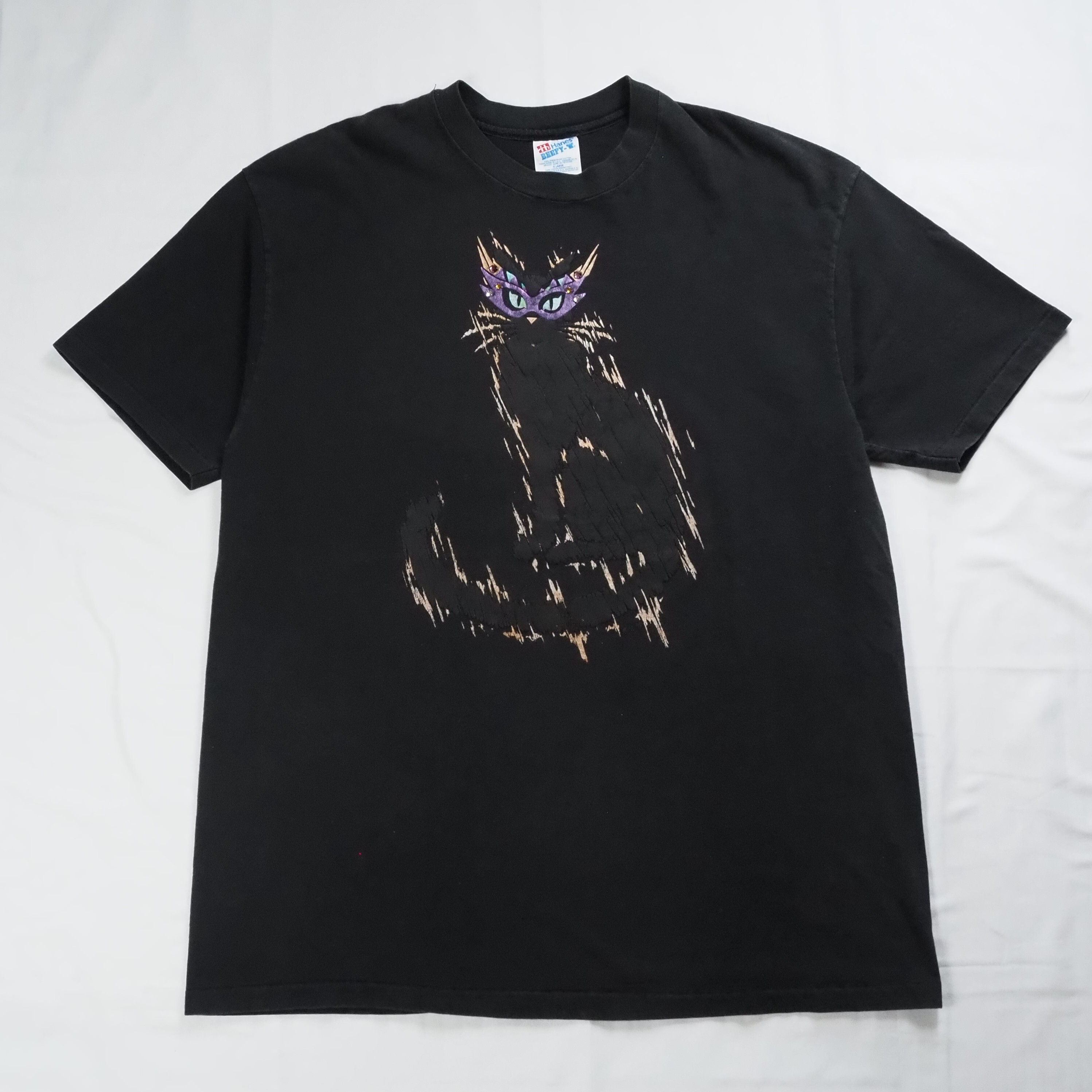 90's Hanes 猫Tシャツ XL ブラック
