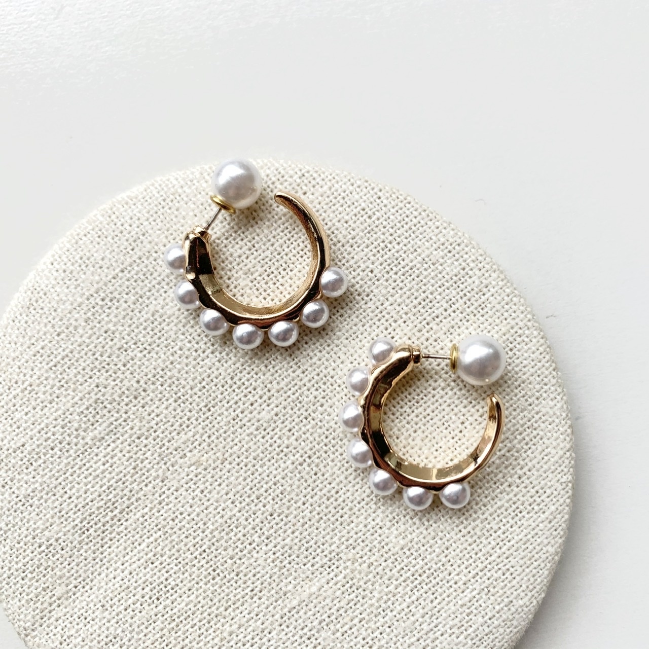 ミニパールフープピアス パールキャッチ Bijou Momo