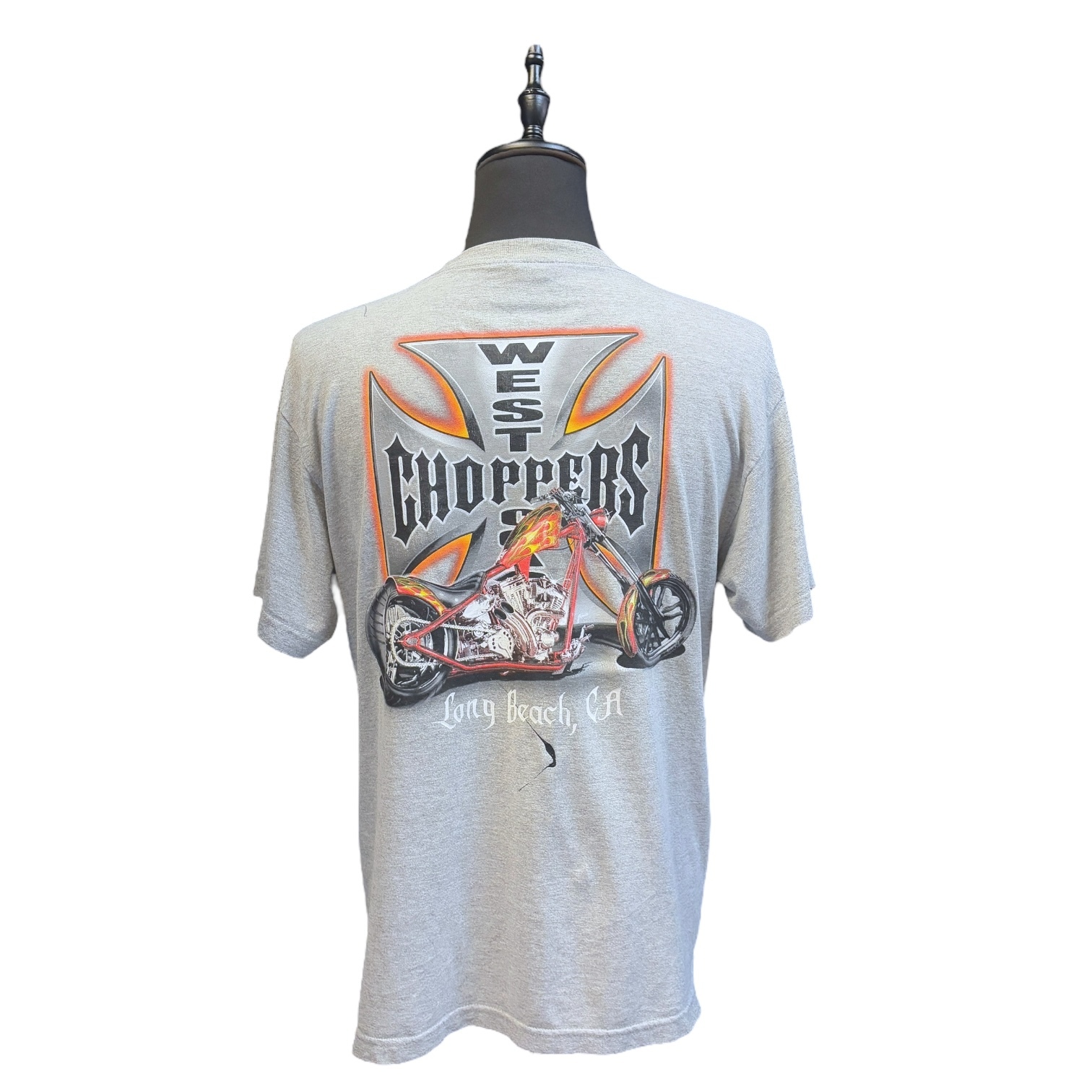 【WEST COAST CHOPPERS】ウエストコーストチョッパーズ  “Long Beach CA” チョッパーTシャツ 90’s グレー L