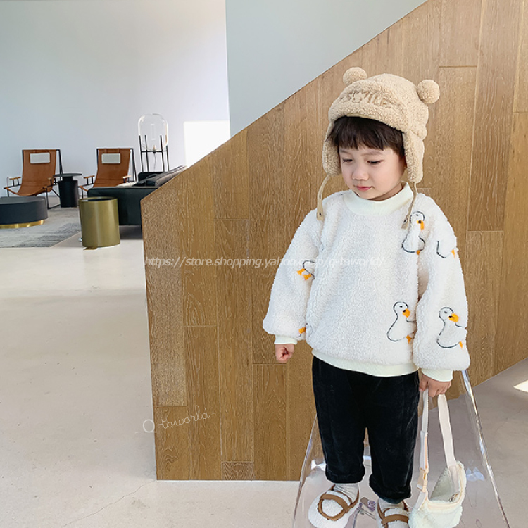 90 130 アヒル もこもこ トップス 厚手 秋 冬 韓国風 可愛い 男の子 女の子 ベビー 子供服 Q Toworld キュートワールド 子供服 メール便は何点でも送料の合計は280円