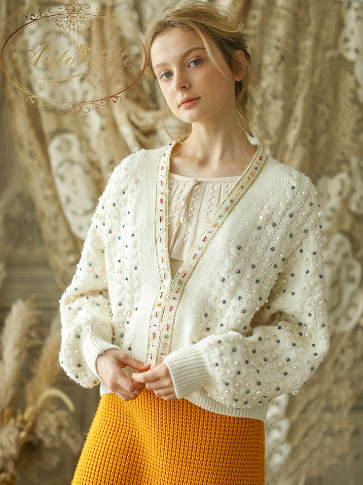 レディース 春物 春 パール ビジュー カーディガン トップス 上着 羽織もの Antoinette