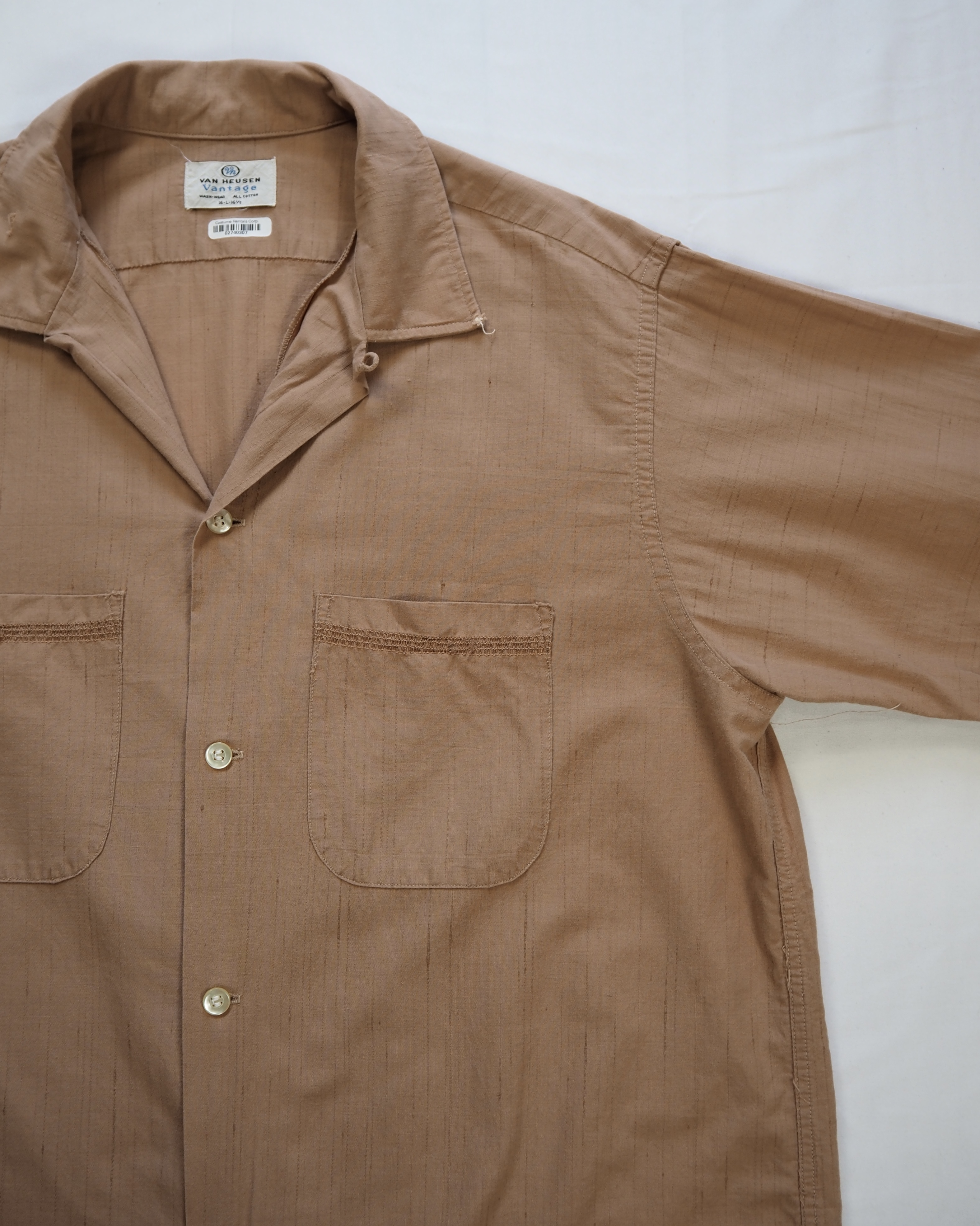 【5/6(水) 20:00入荷】60’s Van Heusen コットンシャツ Lサイズ ブラウン の画像 6
