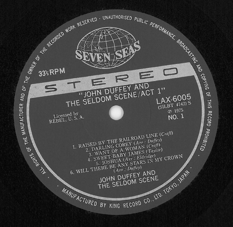 THE SELDOM SCENE / ACT 1 (LP) 日本盤 弦曲堂