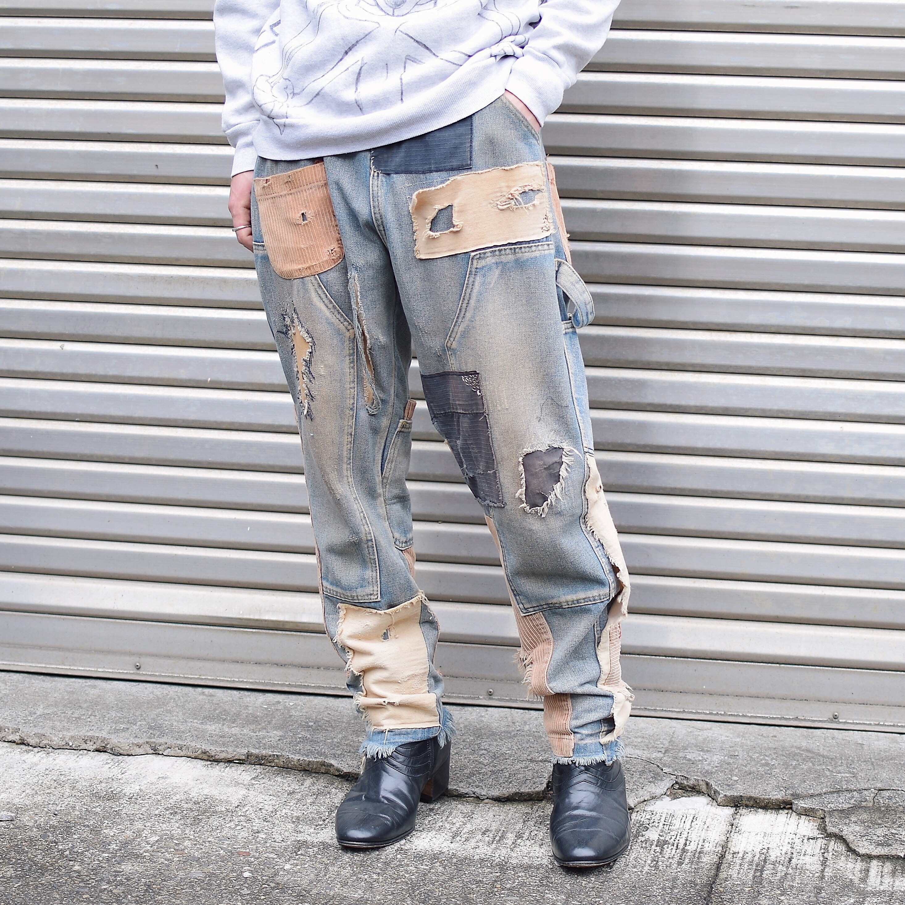 Vintage Patchwork Grunge Denim Pants の画像 4