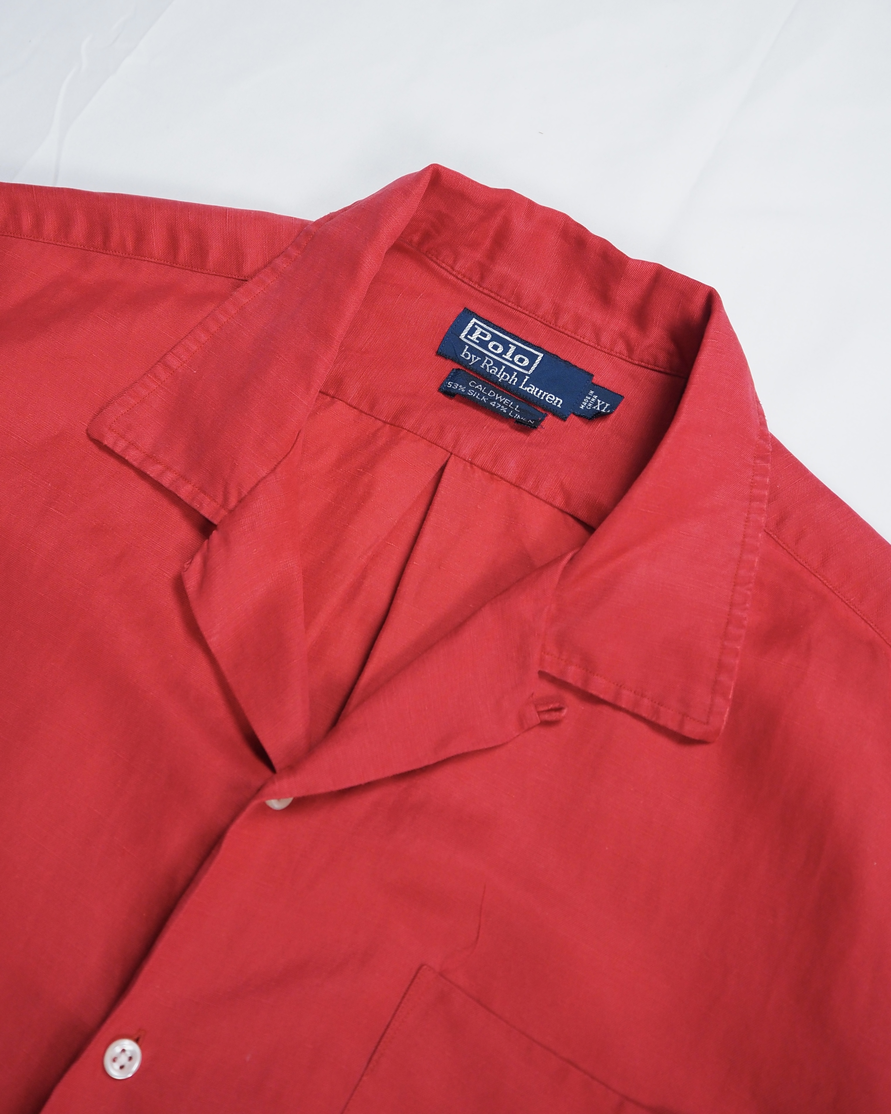 90’s Ralph Lauren シルク×リネン Caldwell レッド XL の画像 4