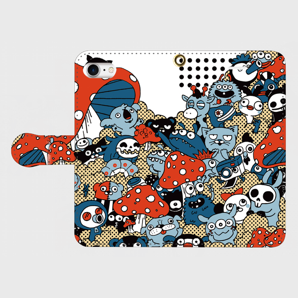 Eqwidg 01 Iphone8 手帳型スマホケース モンスター おばけ キノコ キャラクター ハロウィン イラスト Saule Factry