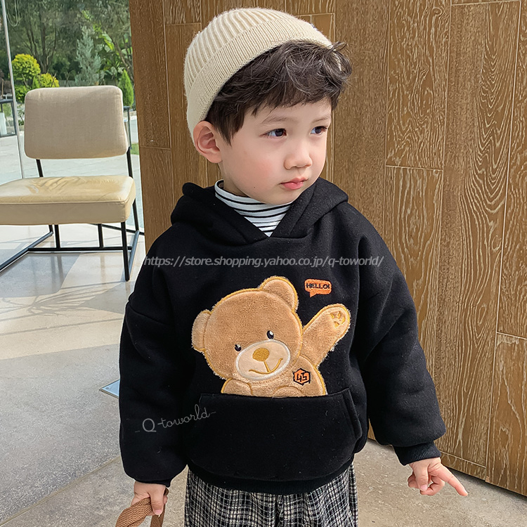 90 130 ハロークマさん トップス パーカー 厚手 秋 冬 韓国風 可愛い 男の子 女の子 ベビー 子供服 Q Toworld キュートワールド 子供服 メール便は何点でも送料の合計は280円