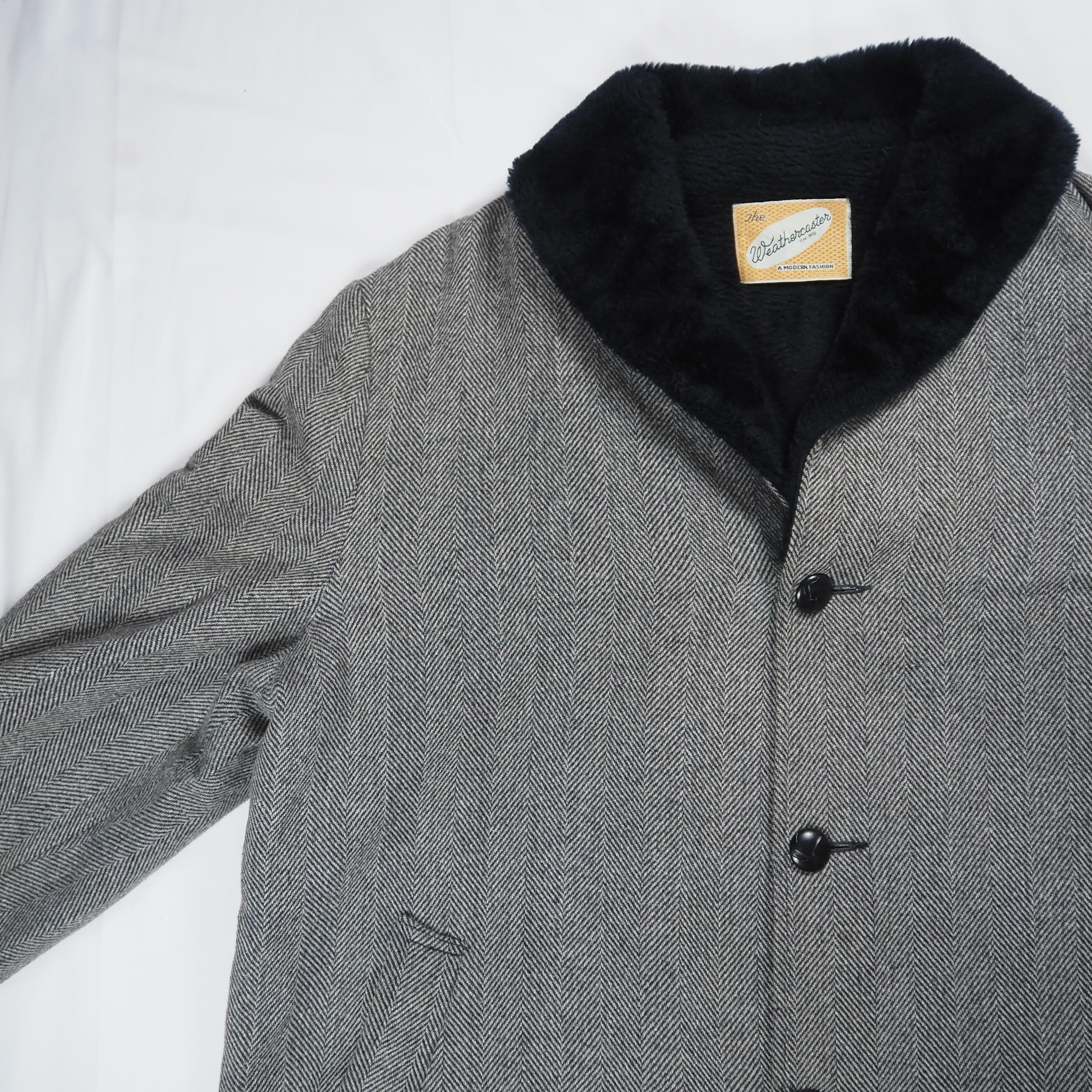 【9/23 20:00入荷】50's ウールコート ギャングコート グレー×ブラック の画像 5