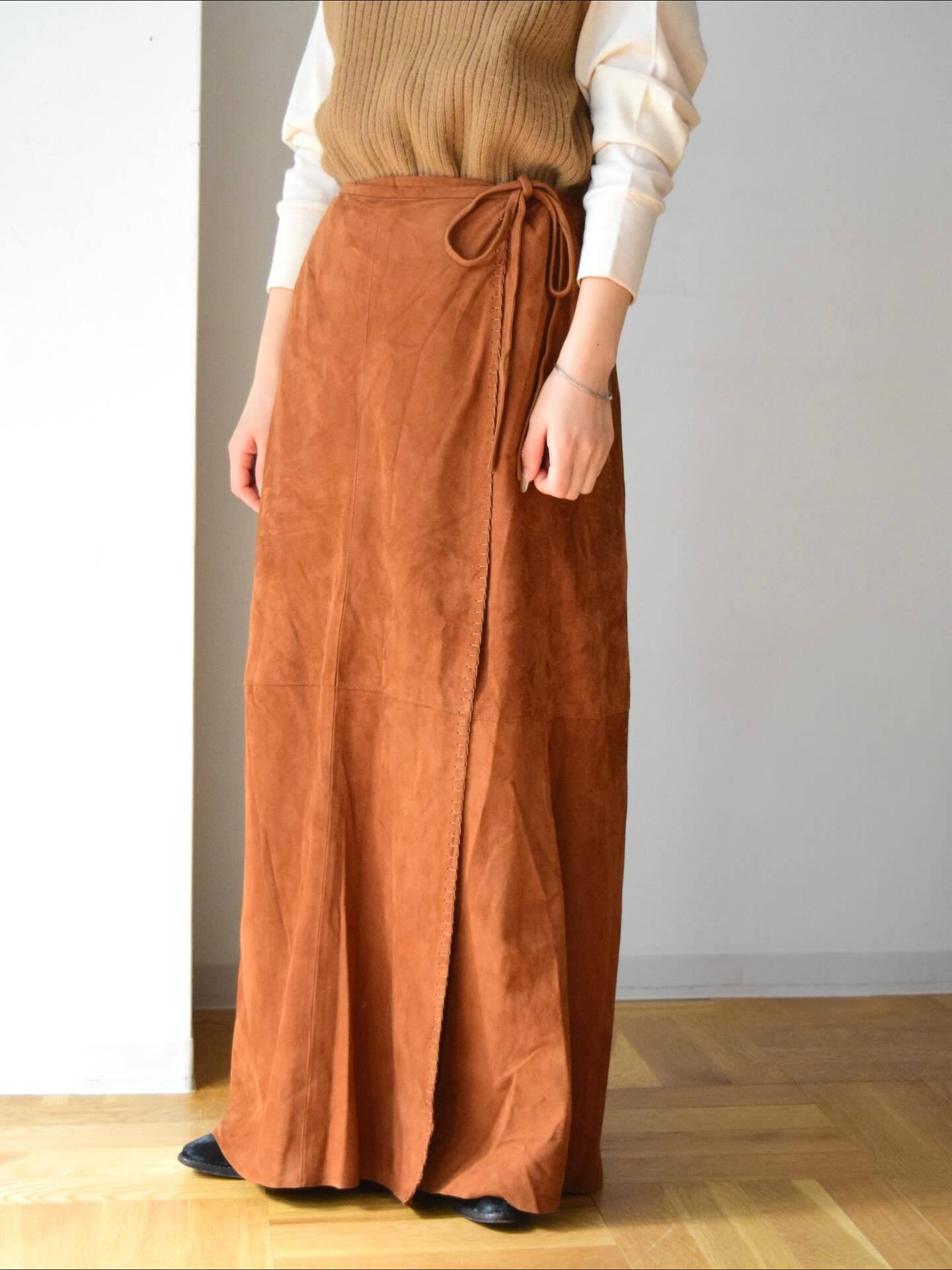 vintage suede wrap skirt