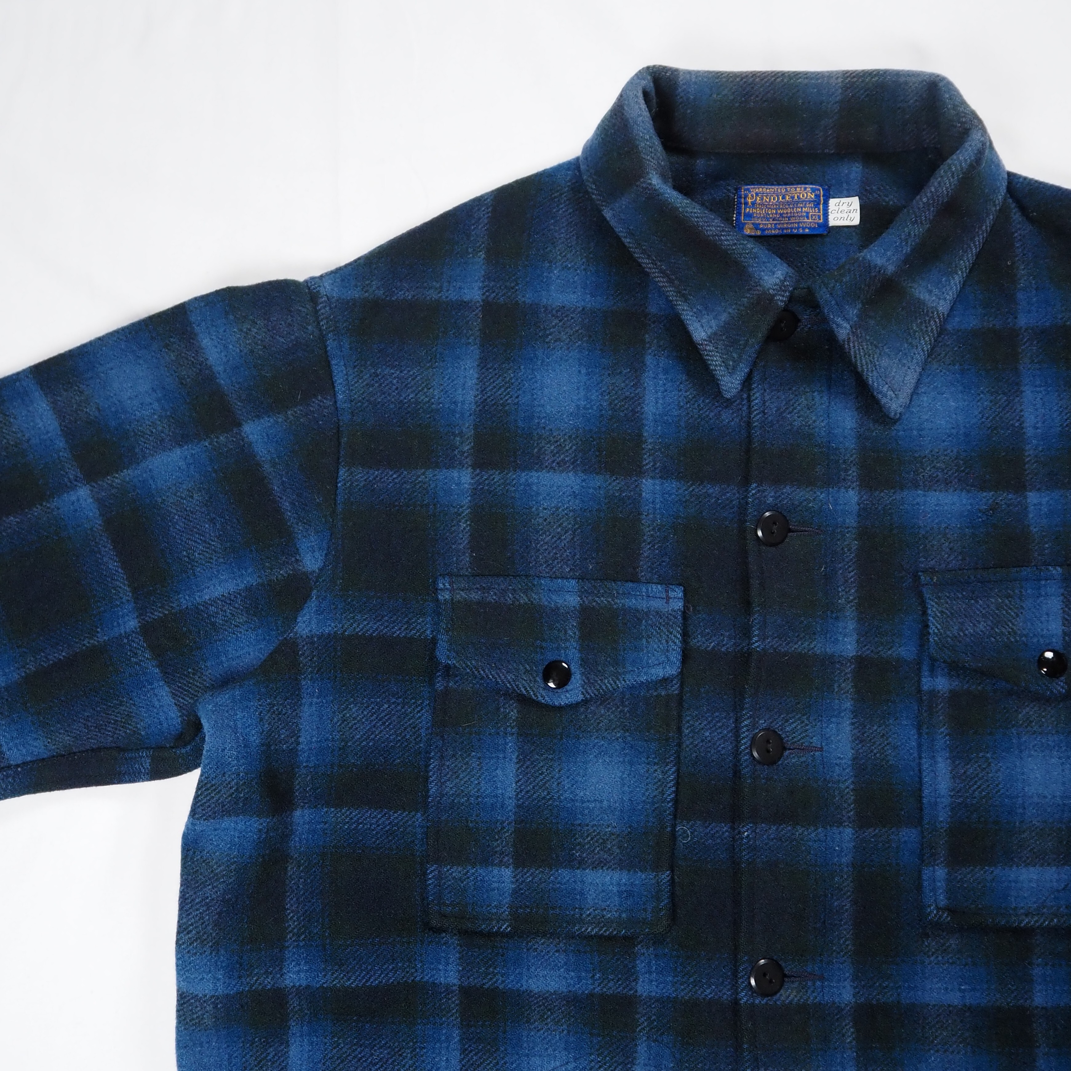 【9/23 20:00入荷】60's-70's Pendleton ウールジャケット ブルー×ブラック オンブレチェック の画像 3