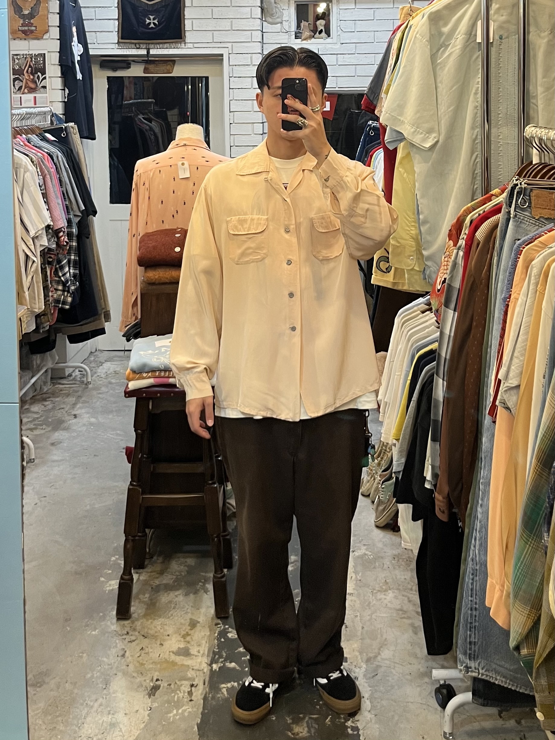 【ビッグサイズ】50’s Penny’s ナイロンシャツ ピンク XL の画像 4