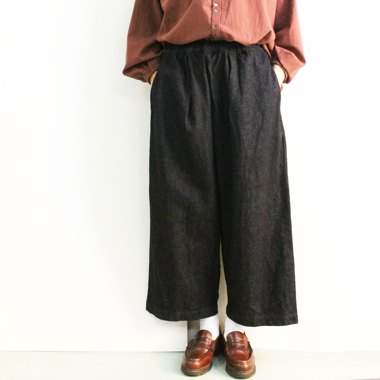 Brocante ブロカント グランクールパンツ 33 262d 綿麻デニム ワイド短め丈パンツ Escargot Circus Brocante ブロカント グランクールパンツ 33 262d 綿麻デニム ワイド短め丈パンツ Escargot Circus