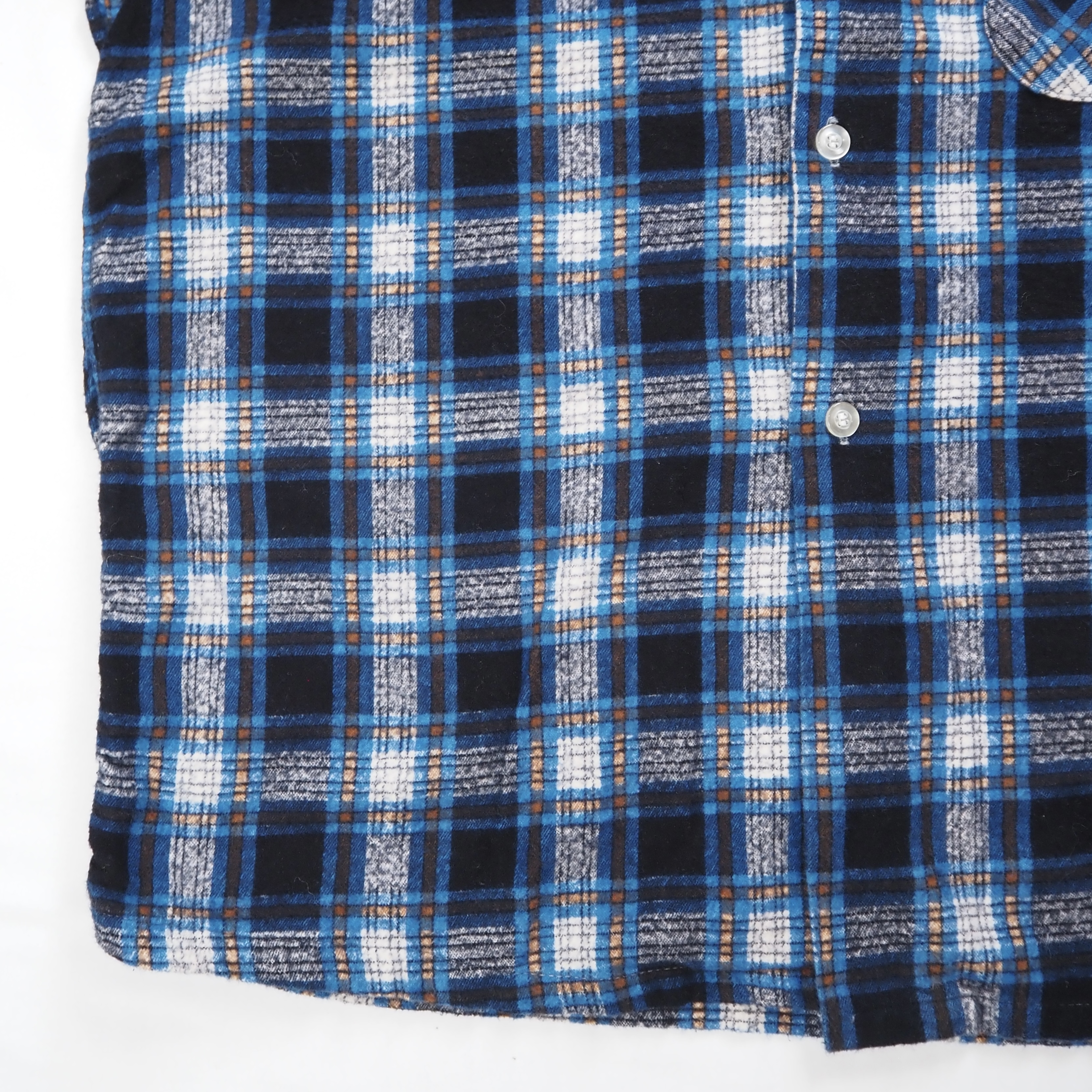 60’s Dan River Fabric プリントネル ブルー×ブラック  Mサイズ程度 の画像 6