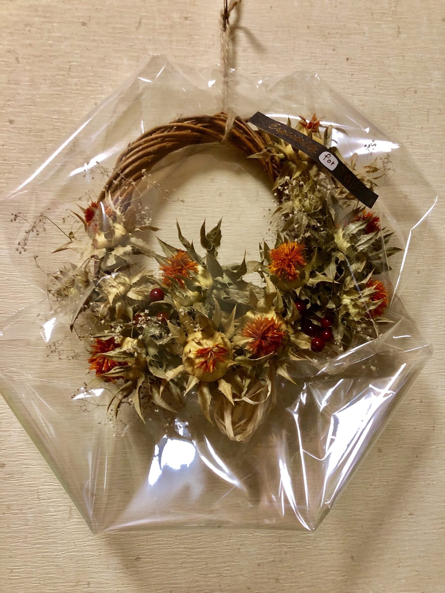 ベニバナ ドライフラワー リース 1点もの 最優花工房 Atelier Moyuka ベニバナ ドライフラワー リース 1点もの 最優花工房 Atelier Moyuka