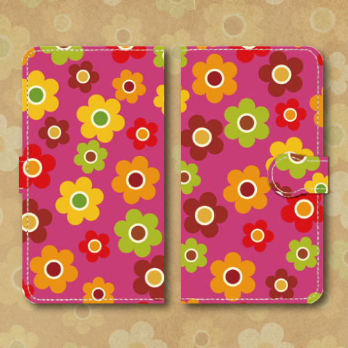 レトロポップ 花柄 ピンク色系 昭和レトロ Androidスマホケース 手帳型ケース Dezagoods Retro レトロポップ 花柄 ピンク色系 昭和レトロ Androidスマホケース 手帳型ケース Dezagoods Retro