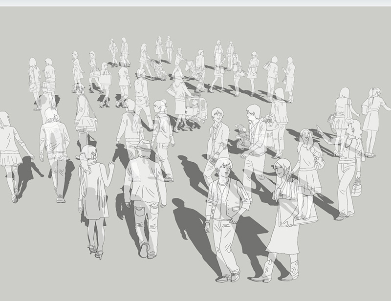 人物線画SketchUp素材 4up_line01_20_5 - 画像1