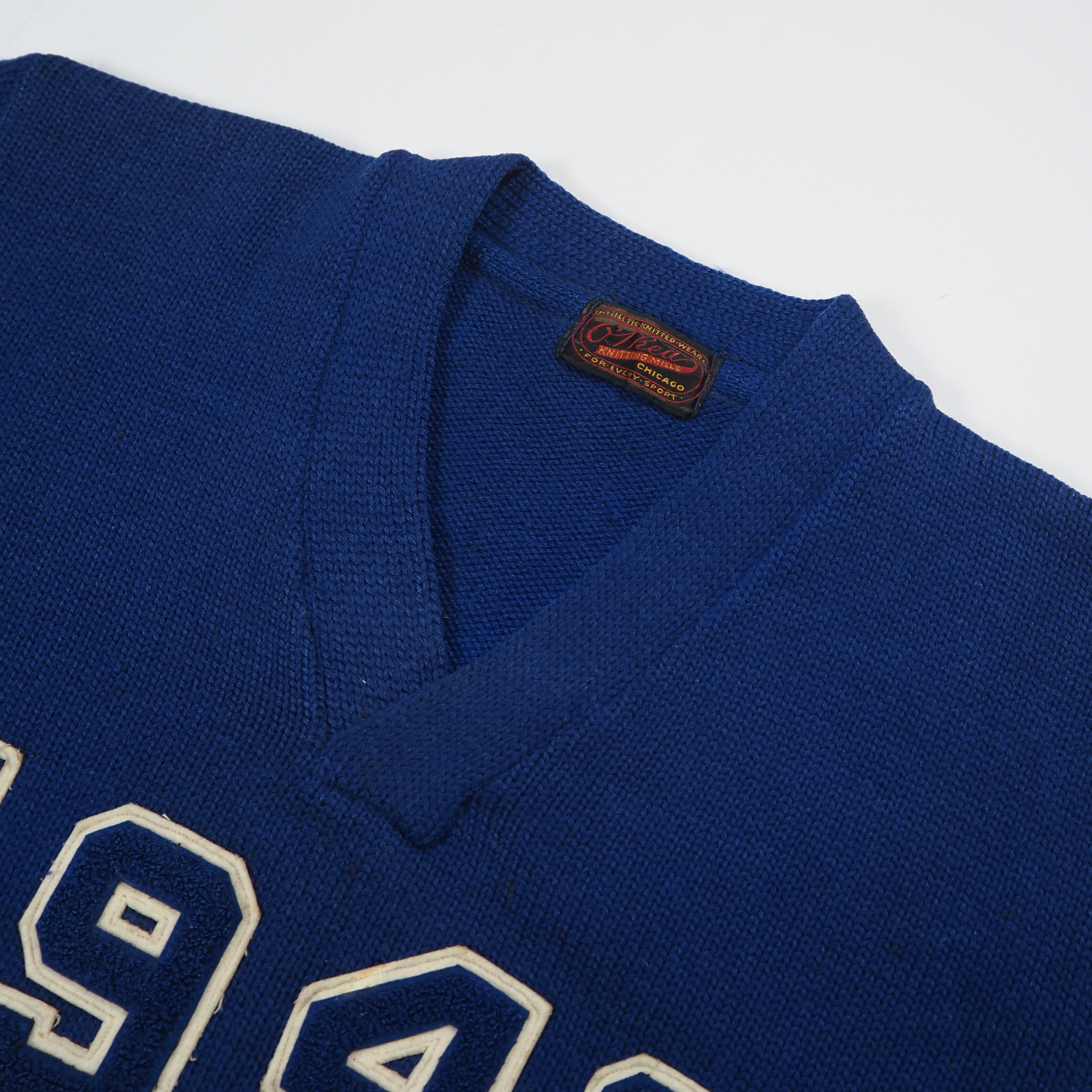 【9/23 20:00入荷】40's ウールニット ブルー×ホワイト の画像 6