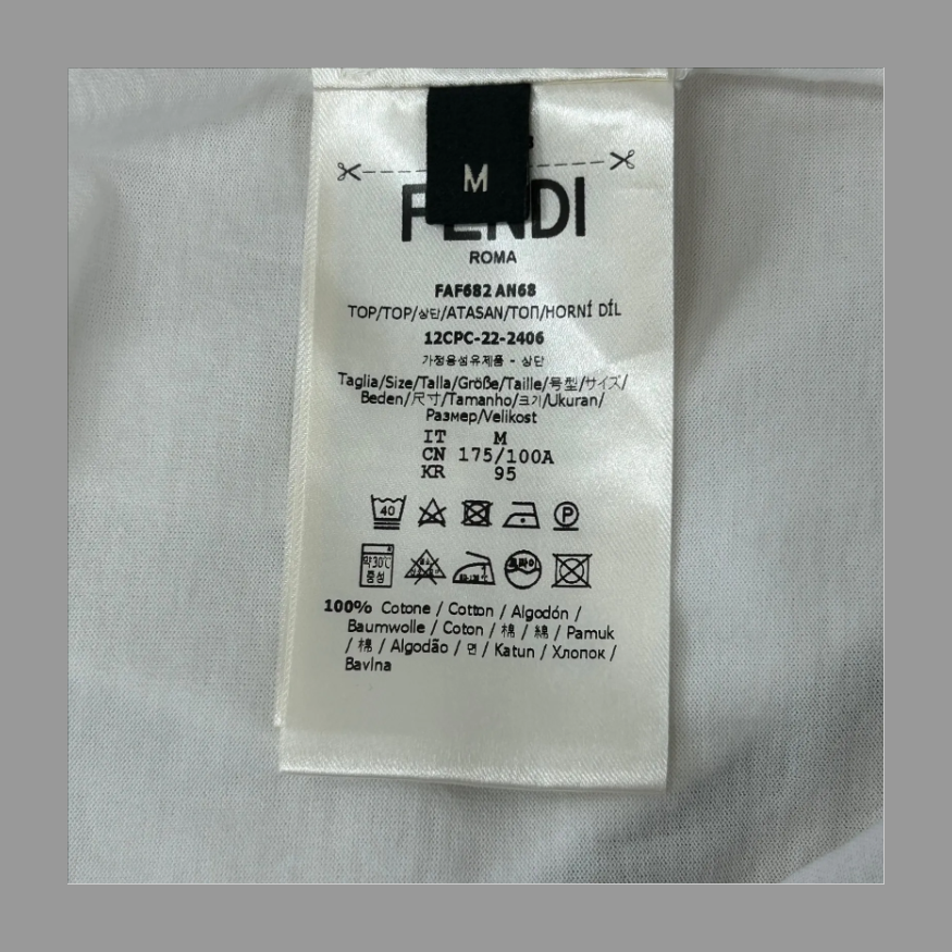 FENDI Men's Logo Print T-Shirt Size M Black Short Sleeve Designer Luxury Italy の画像 4