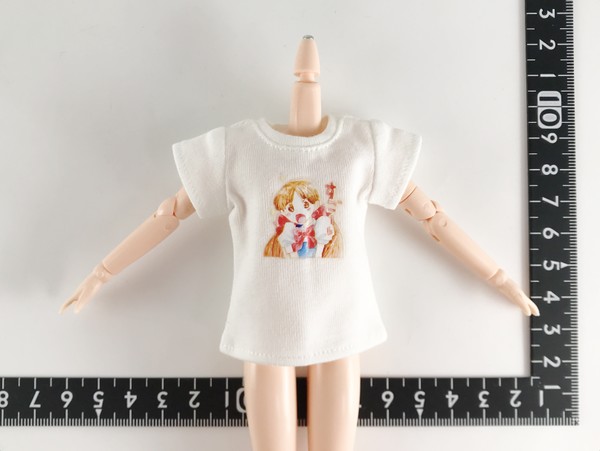 ドール服 1 6 女性用21 23 プリントtシャツ White Woo Stk ドール 衣装専門店 燦燦 7b