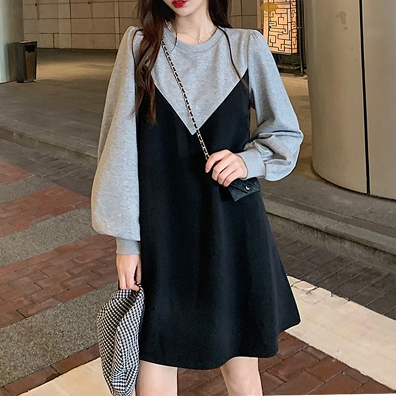 大きいサイズ 重ね着風チュニック トップス カットソー レディース ラウンドネック Tシャツ ロングtシャツ ロンt 春秋 春 秋 長袖 可愛い かわいい デート Ll 3l 4l 5l ぽっちゃり ブラック 黒 茶色 ブラウン 大きいサイズ専門店 Rubys