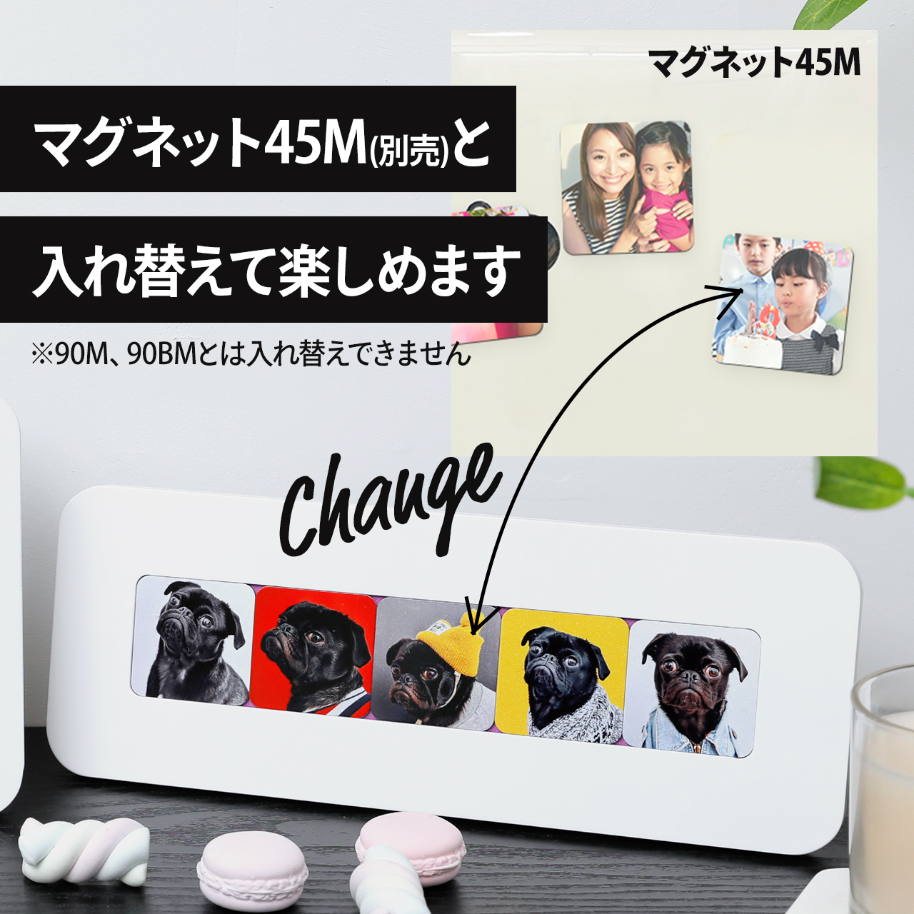 マグネットフォトスタンドmini5 ホワイトフォトフレーム 45x45mmマグネット5枚セット Instagram印刷などに最適 写真印刷 オンライン プリント すまでこオンラインショップースマホの写真でオリジナルアイテム作成