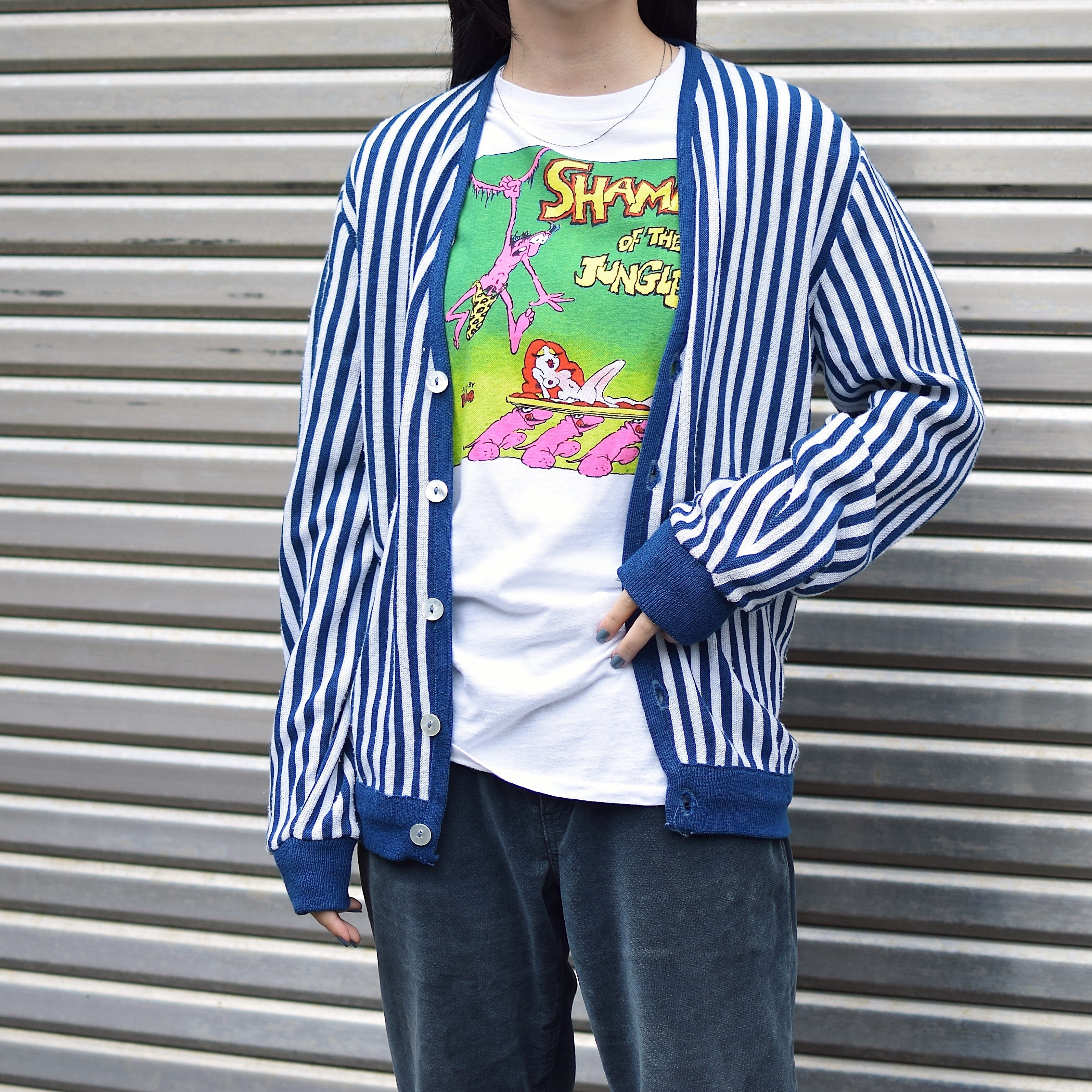 Vintage 60〜70's Striped Knit Cardigan の画像 3