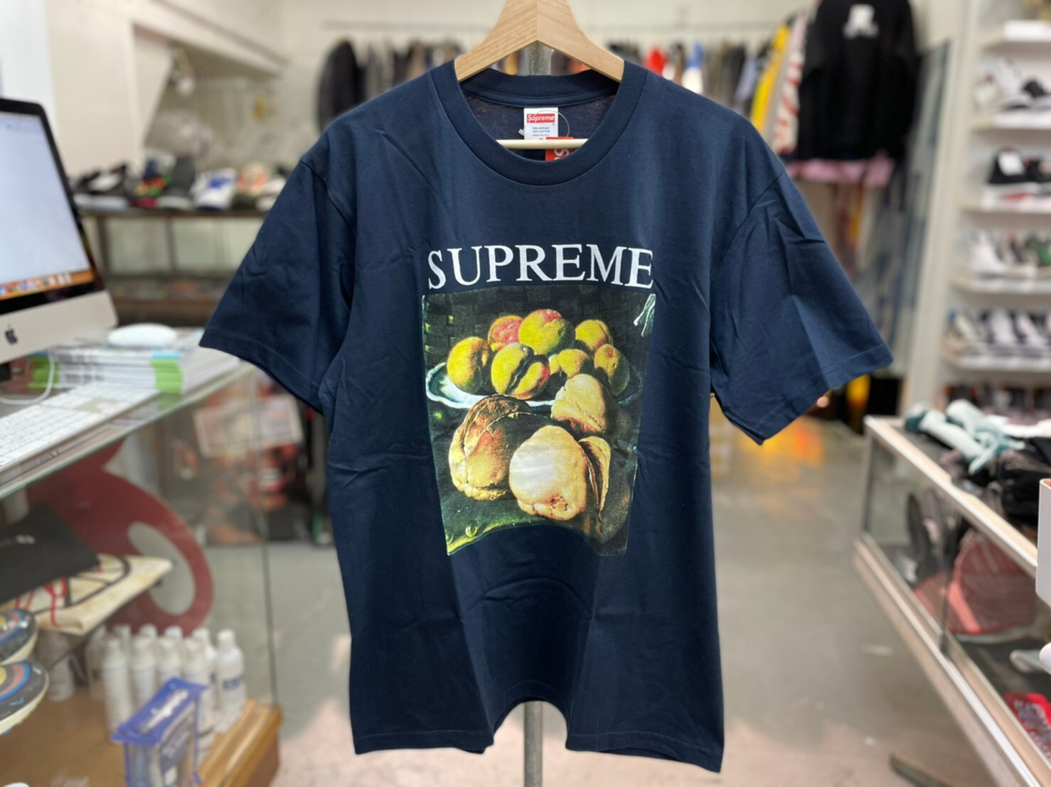 supreme still life tee navy