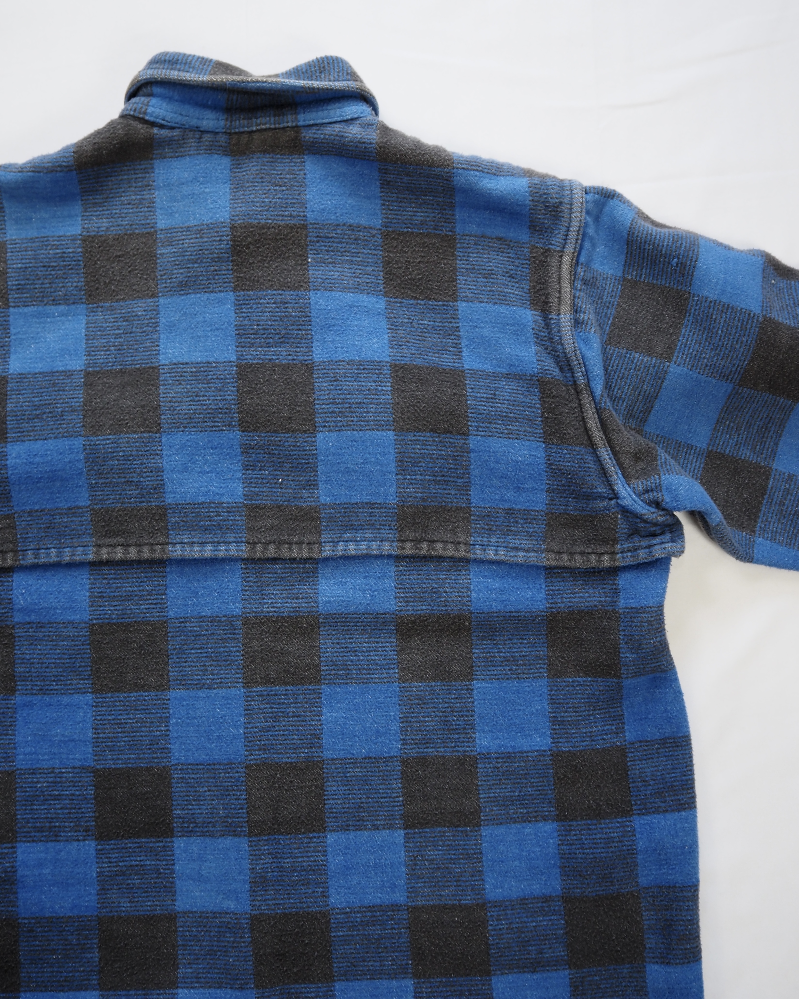 【5/6(水) 20:00入荷】60’s ヘヴィネル ブルー×ブラック ブロックチェック ボックスシルエット の画像 11