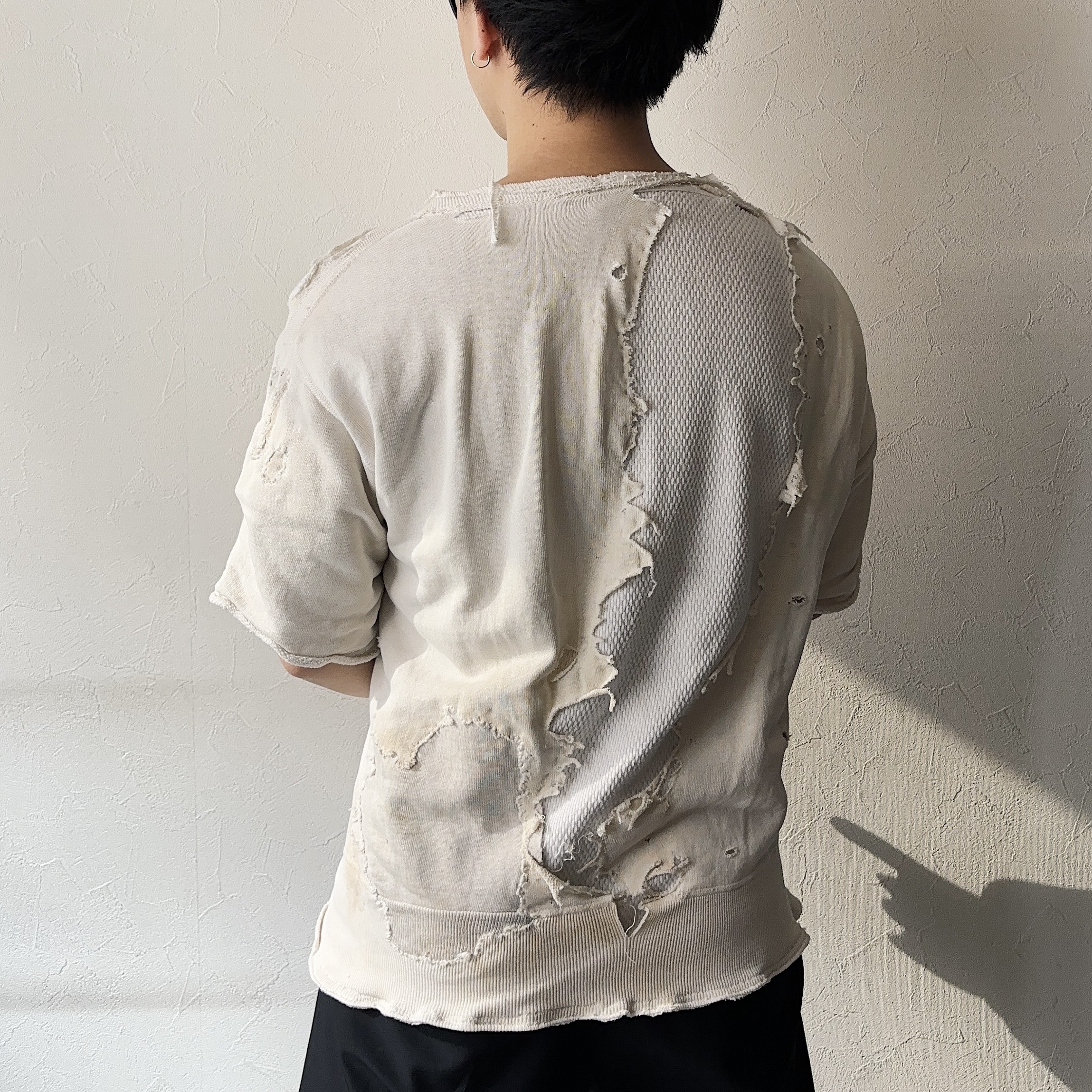 Vintage 40〜50's "RIVER SIDE MILITARY ACADEMY" Single V Grunge Thermal Sweat の画像 4