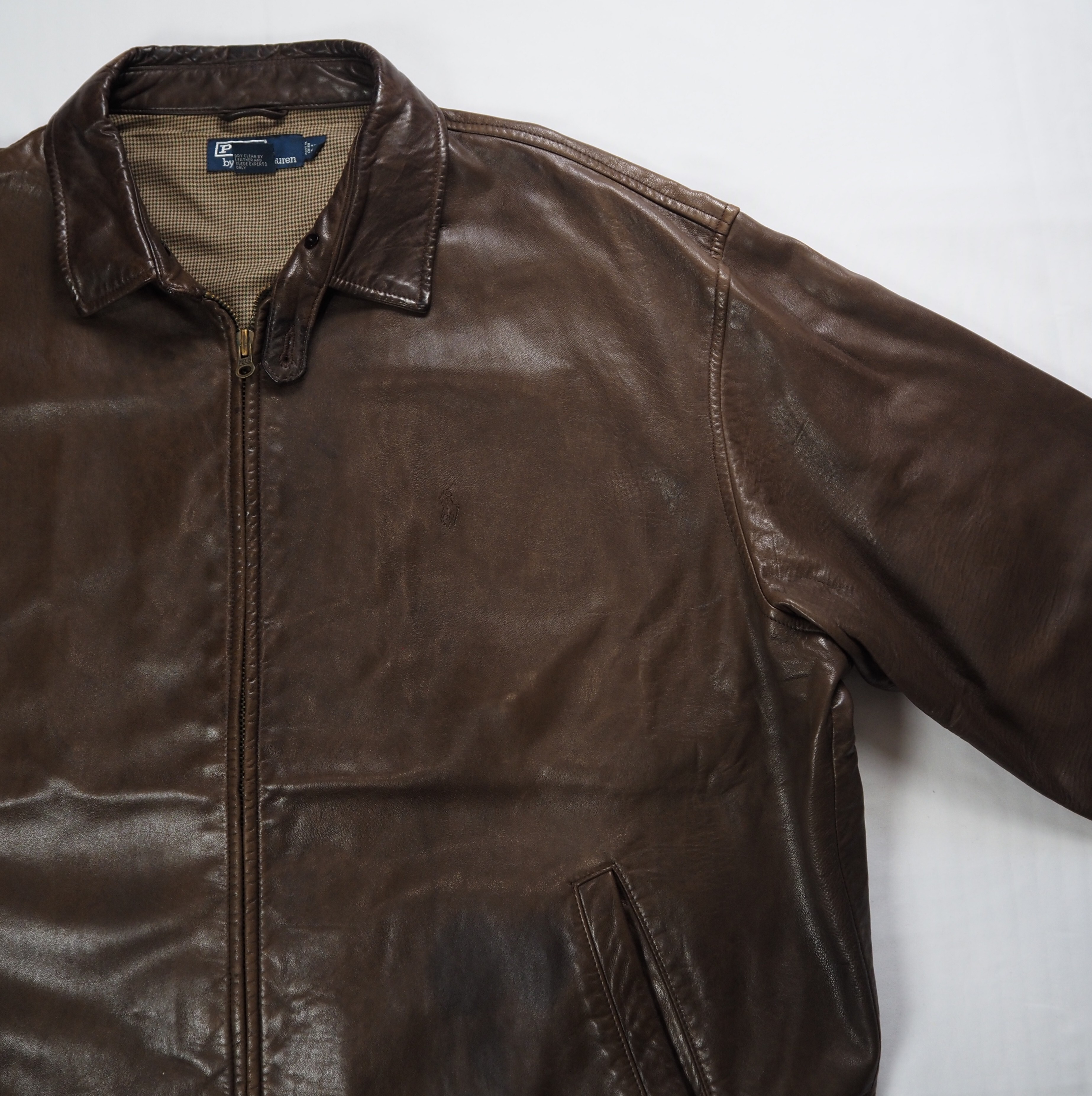 【9/23 20:00入荷】90's Ralph Lauren ラムレザージャケット XXL の画像 4