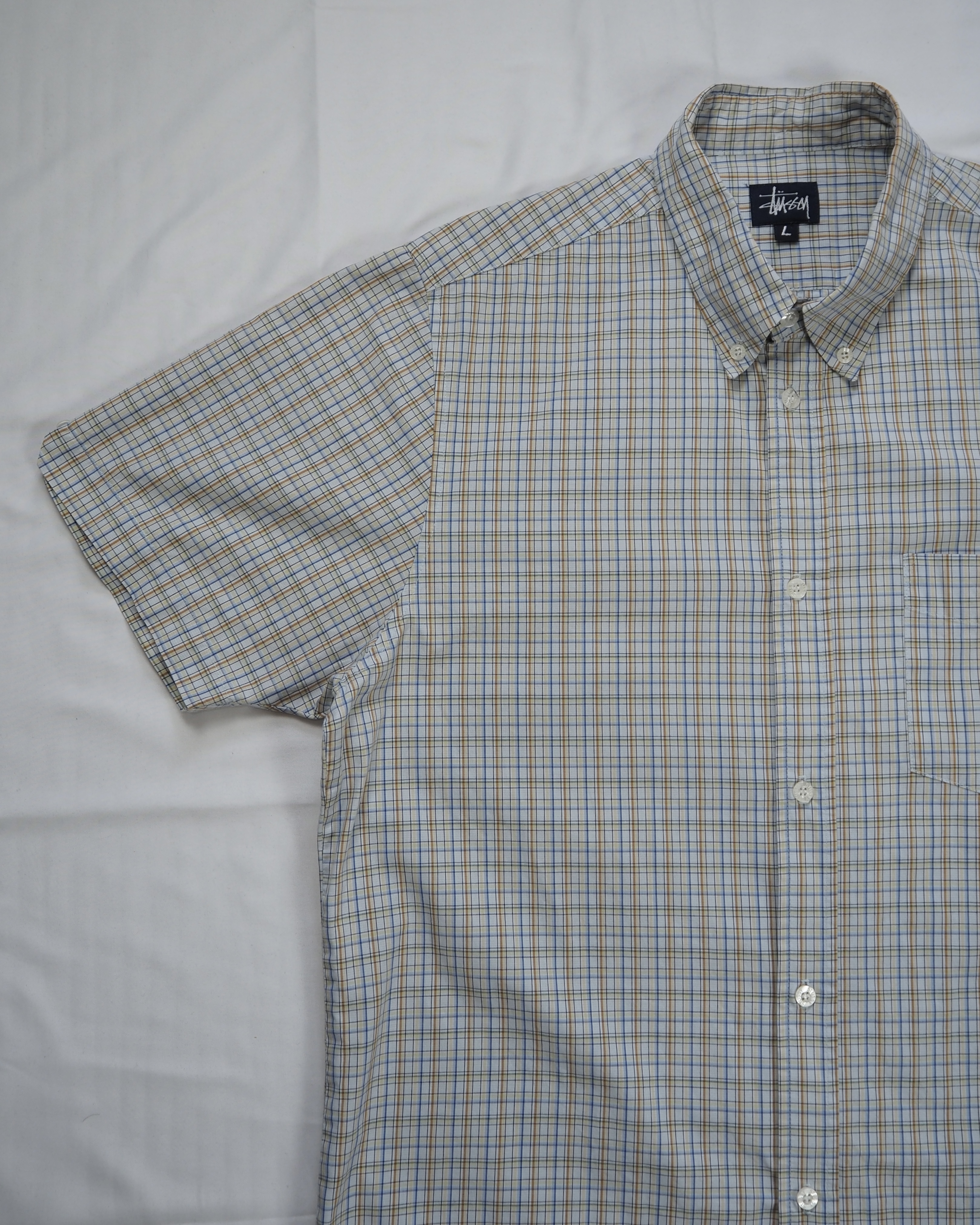 90’s OLD STUSSY 紺タグ 半袖シャツ Lサイズ の画像 3